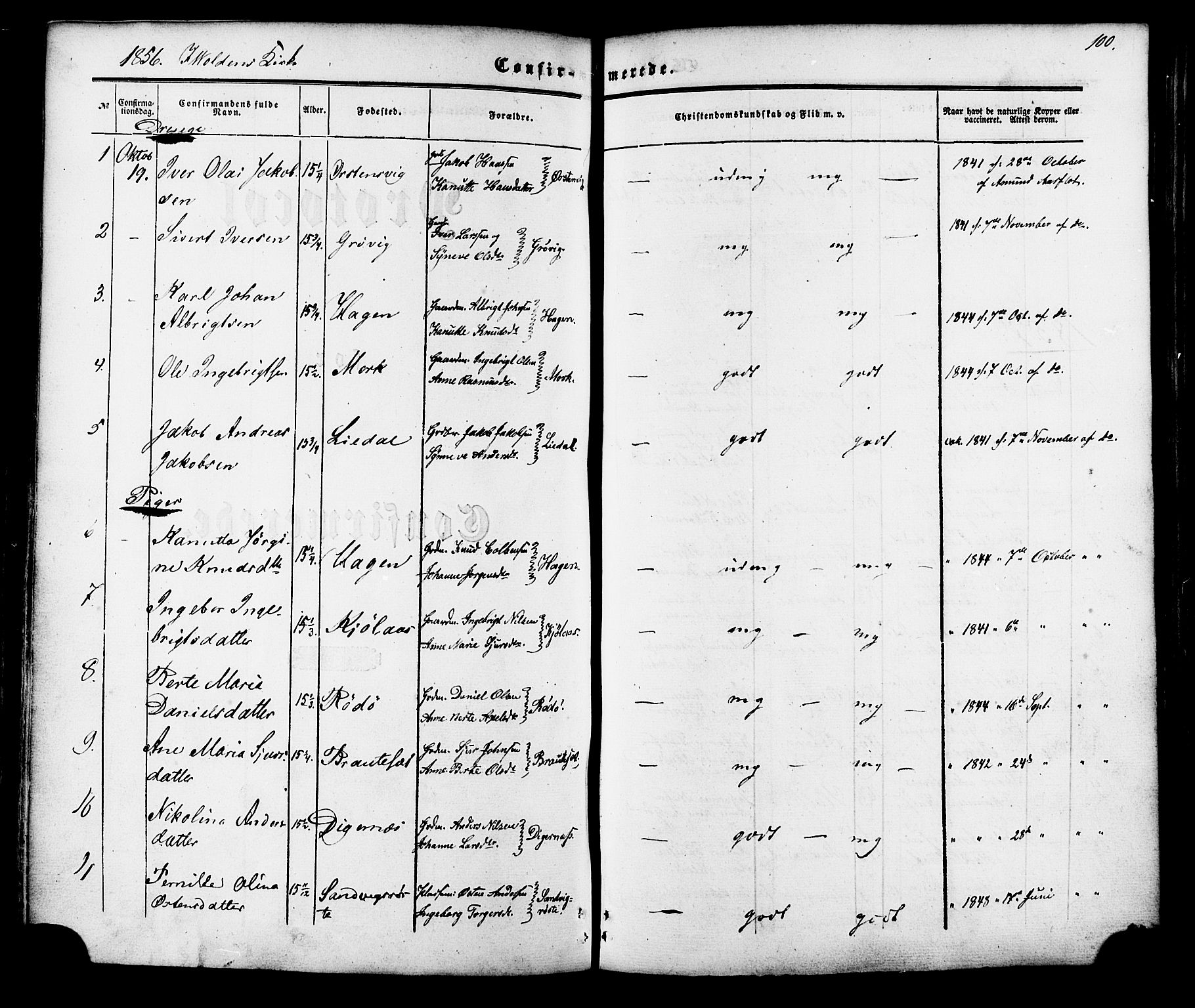 Ministerialprotokoller, klokkerbøker og fødselsregistre - Møre og Romsdal, AV/SAT-A-1454/513/L0175: Parish register (official) no. 513A02, 1856-1877, p. 100