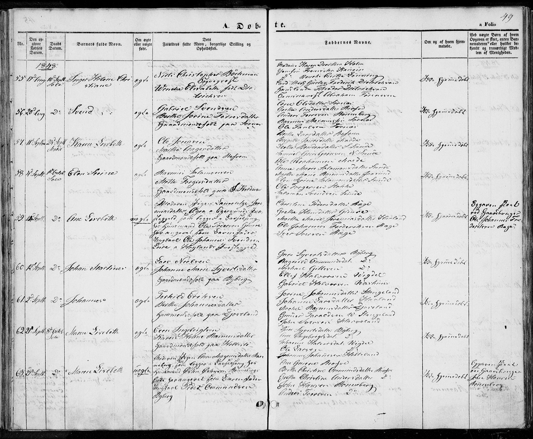 Håland sokneprestkontor, SAST/A-101802/001/30BA/L0006: Parish register (official) no. A 6, 1842-1853, p. 49