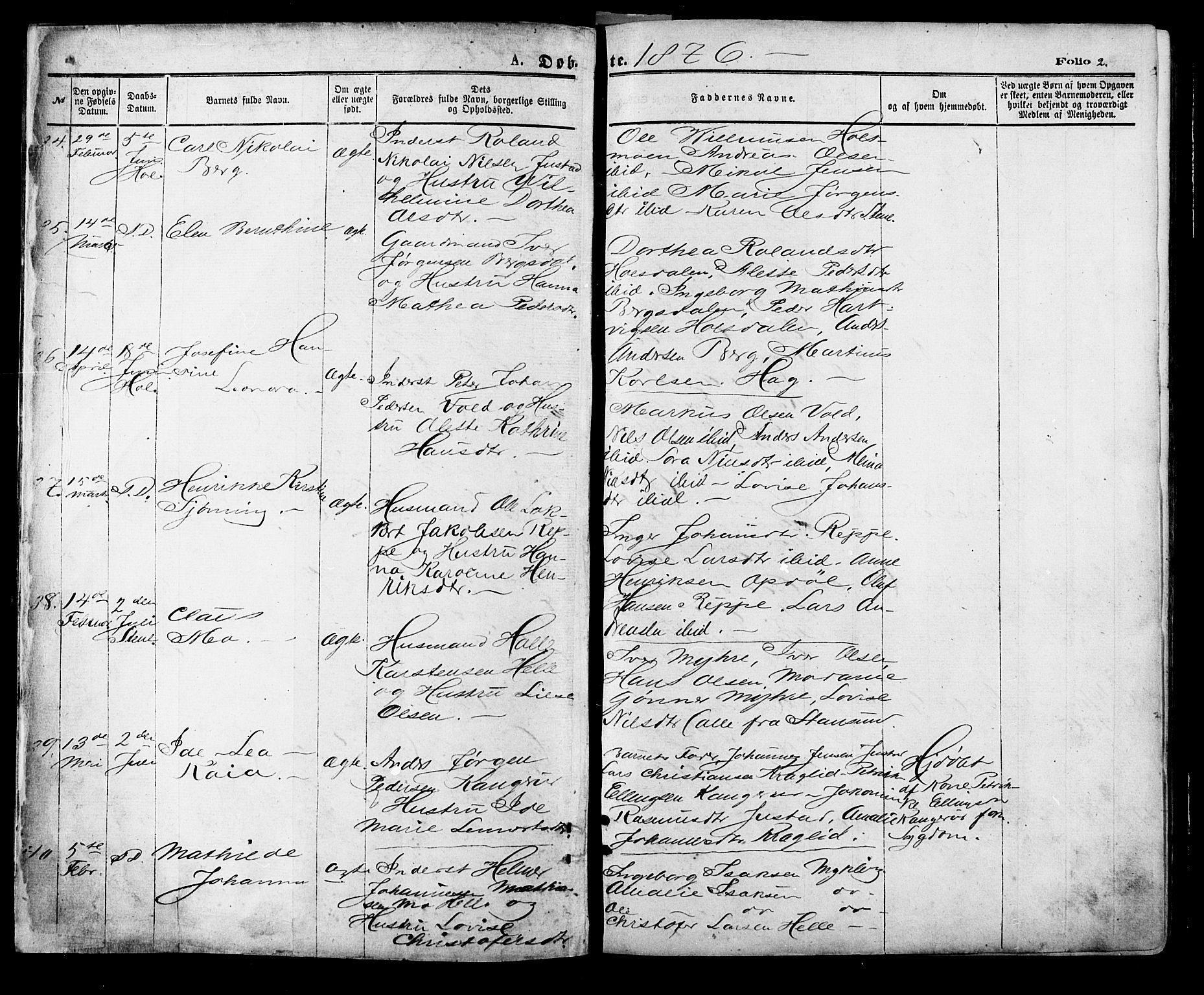 Ministerialprotokoller, klokkerbøker og fødselsregistre - Nordland, AV/SAT-A-1459/881/L1166: Parish register (copy) no. 881C03, 1876-1885, p. 2