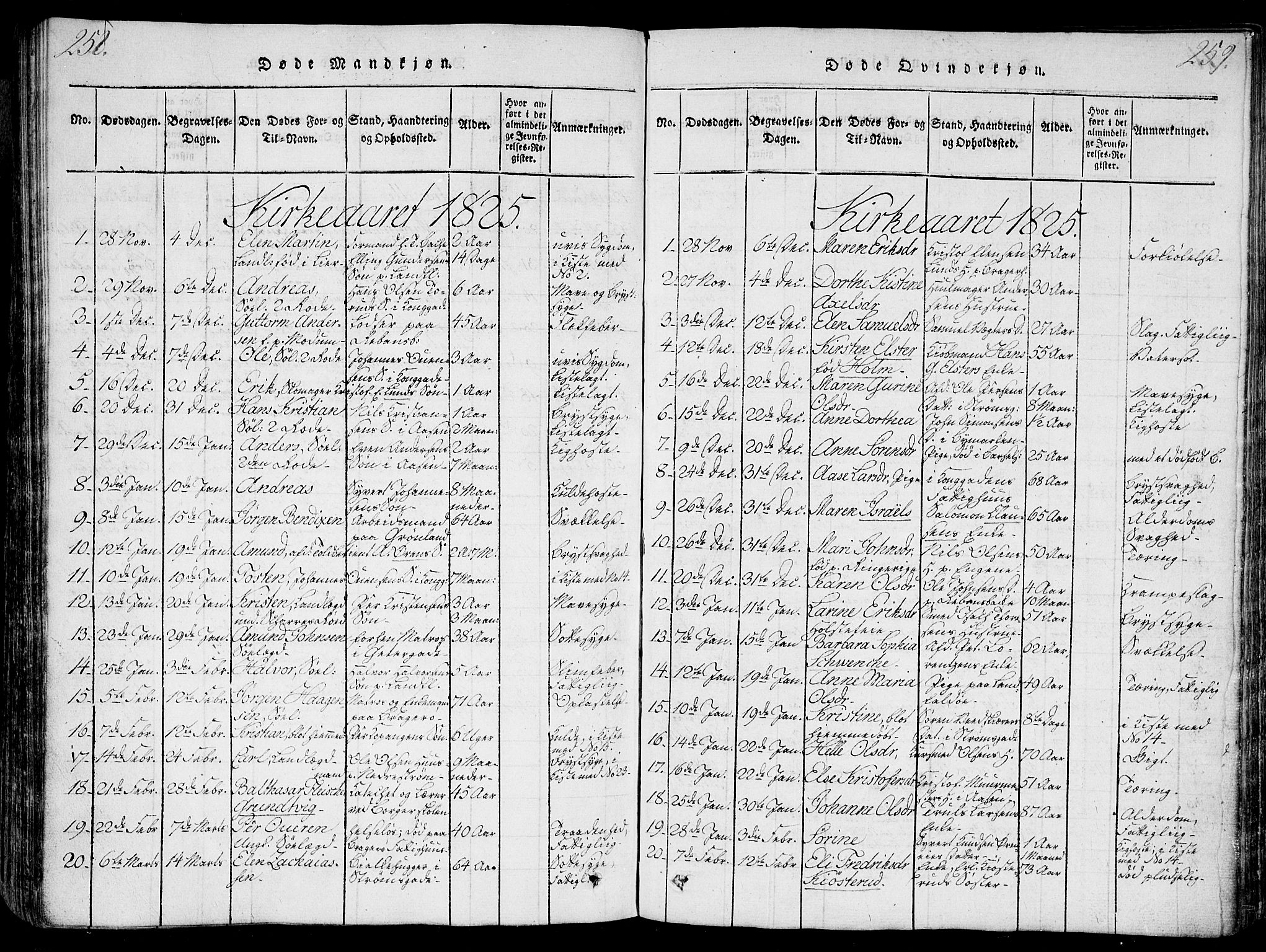 Bragernes kirkebøker, SAKO/A-6/G/Ga/L0001: Parish register (copy) no. 1, 1815-1829, p. 258-259