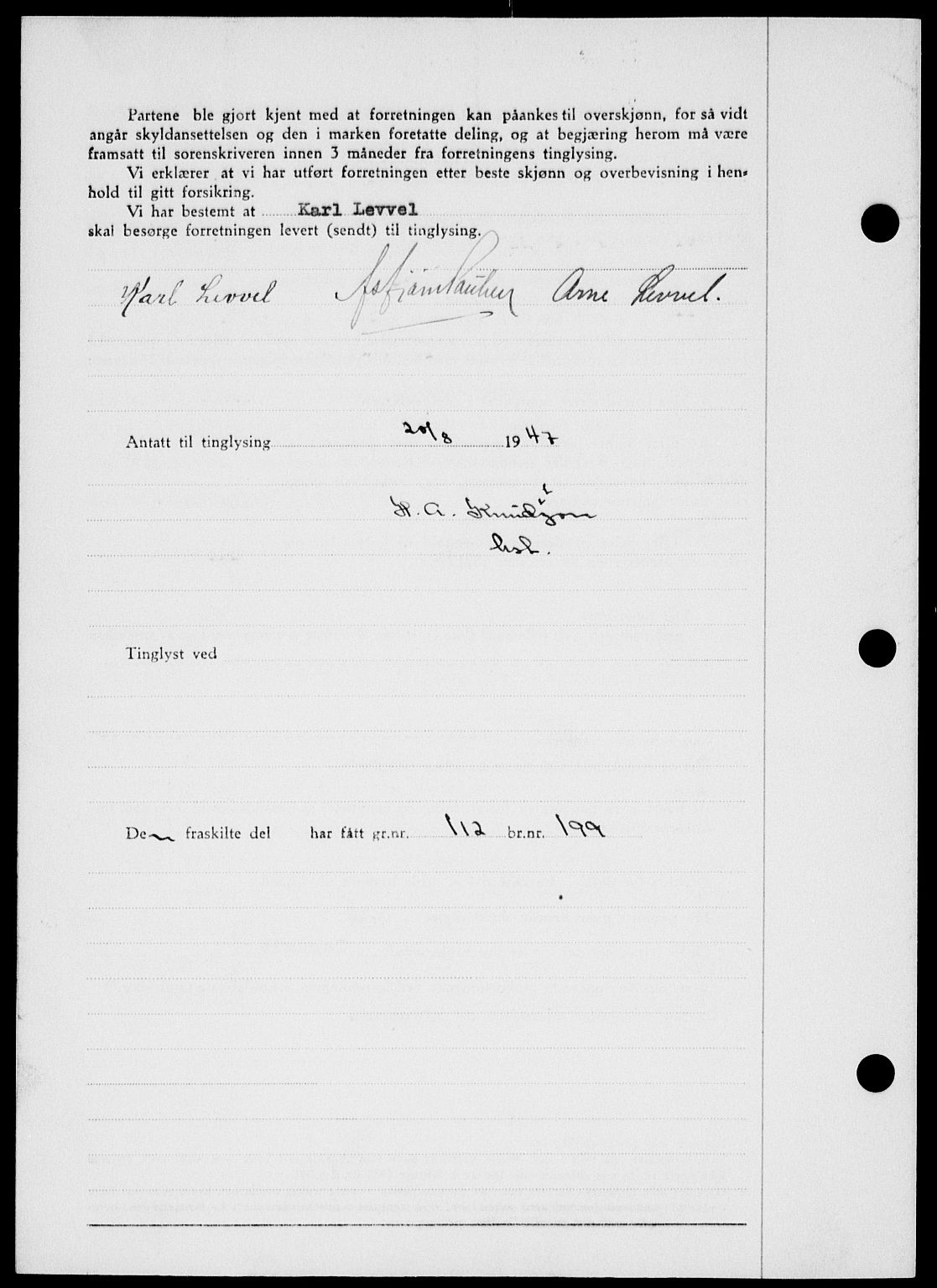 Onsøy sorenskriveri, SAO/A-10474/G/Ga/Gab/L0021: Mortgage book no. II A-21, 1947-1947, Diary no: : 2197/1947