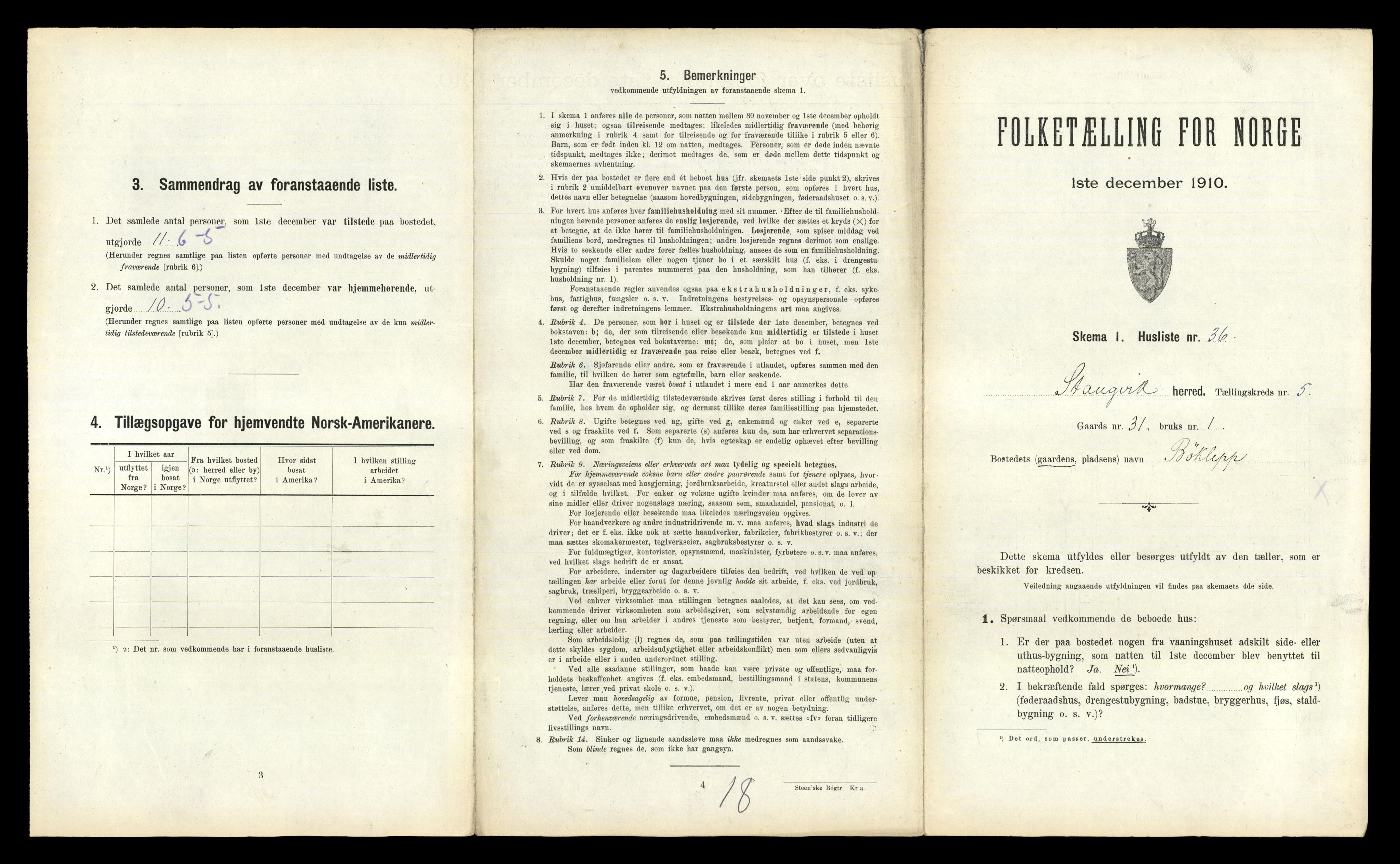 RA, 1910 census for Stangvik, 1910, p. 586
