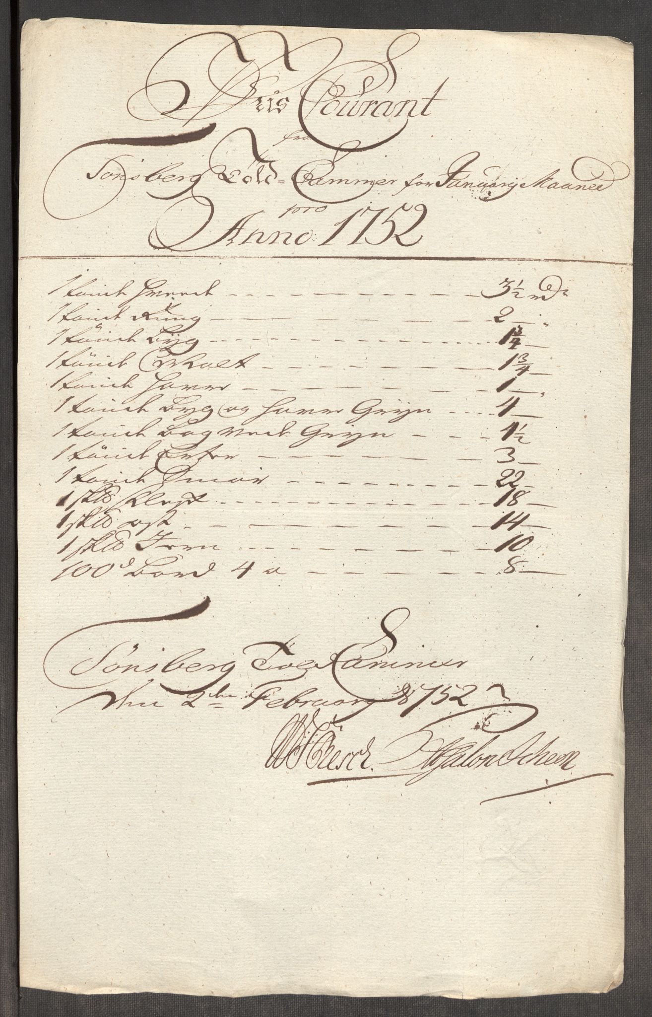 Rentekammeret inntil 1814, Realistisk ordnet avdeling, AV/RA-EA-4070/Oe/L0004: [Ø1]: Priskuranter, 1749-1752, p. 887