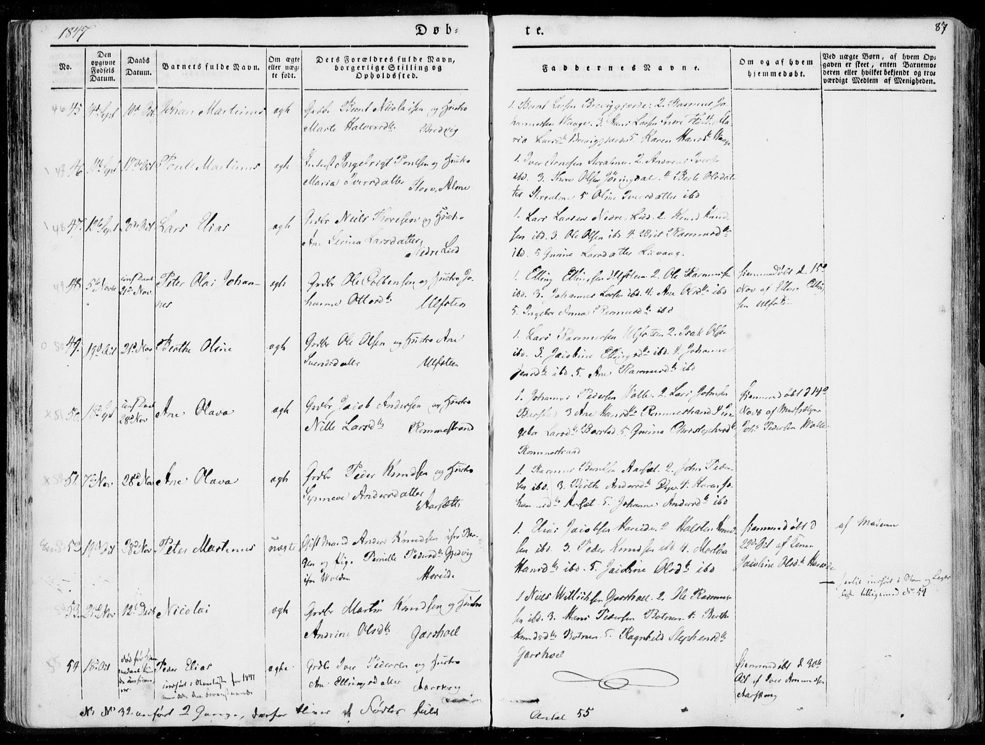 Ministerialprotokoller, klokkerbøker og fødselsregistre - Møre og Romsdal, AV/SAT-A-1454/509/L0104: Parish register (official) no. 509A02, 1833-1847, p. 87