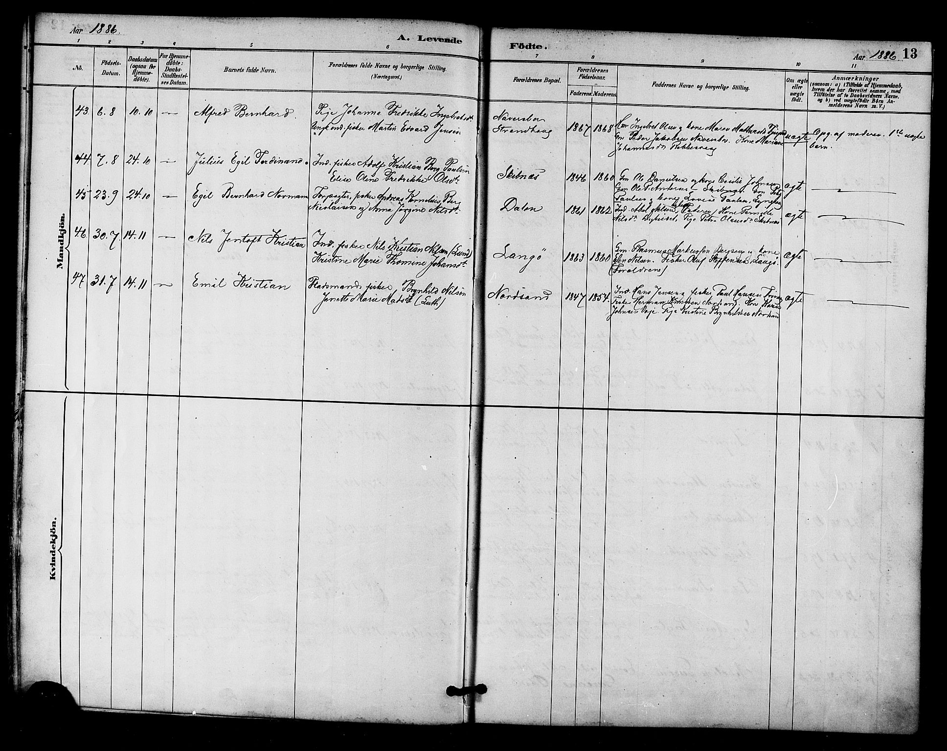 Ministerialprotokoller, klokkerbøker og fødselsregistre - Nordland, AV/SAT-A-1459/893/L1337: Parish register (official) no. 893A09, 1885-1893, p. 13