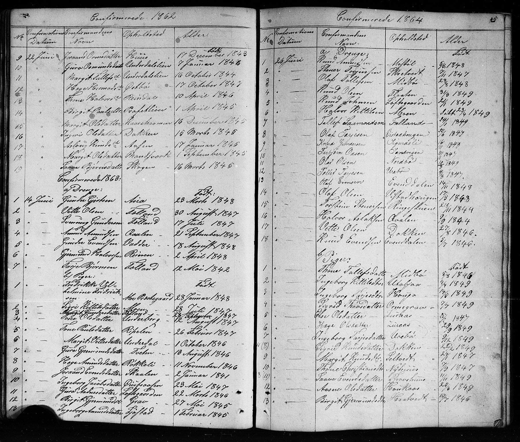 Mo kirkebøker, SAKO/A-286/G/Ga/L0001: Parish register (copy) no. I 1, 1851-1891, p. 45