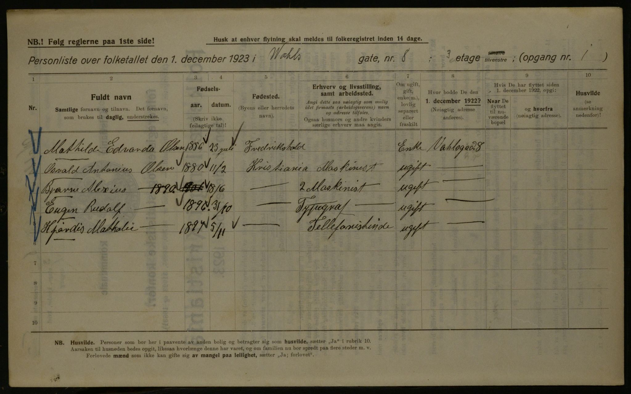 OBA, Municipal Census 1923 for Kristiania, 1923, p. 134331