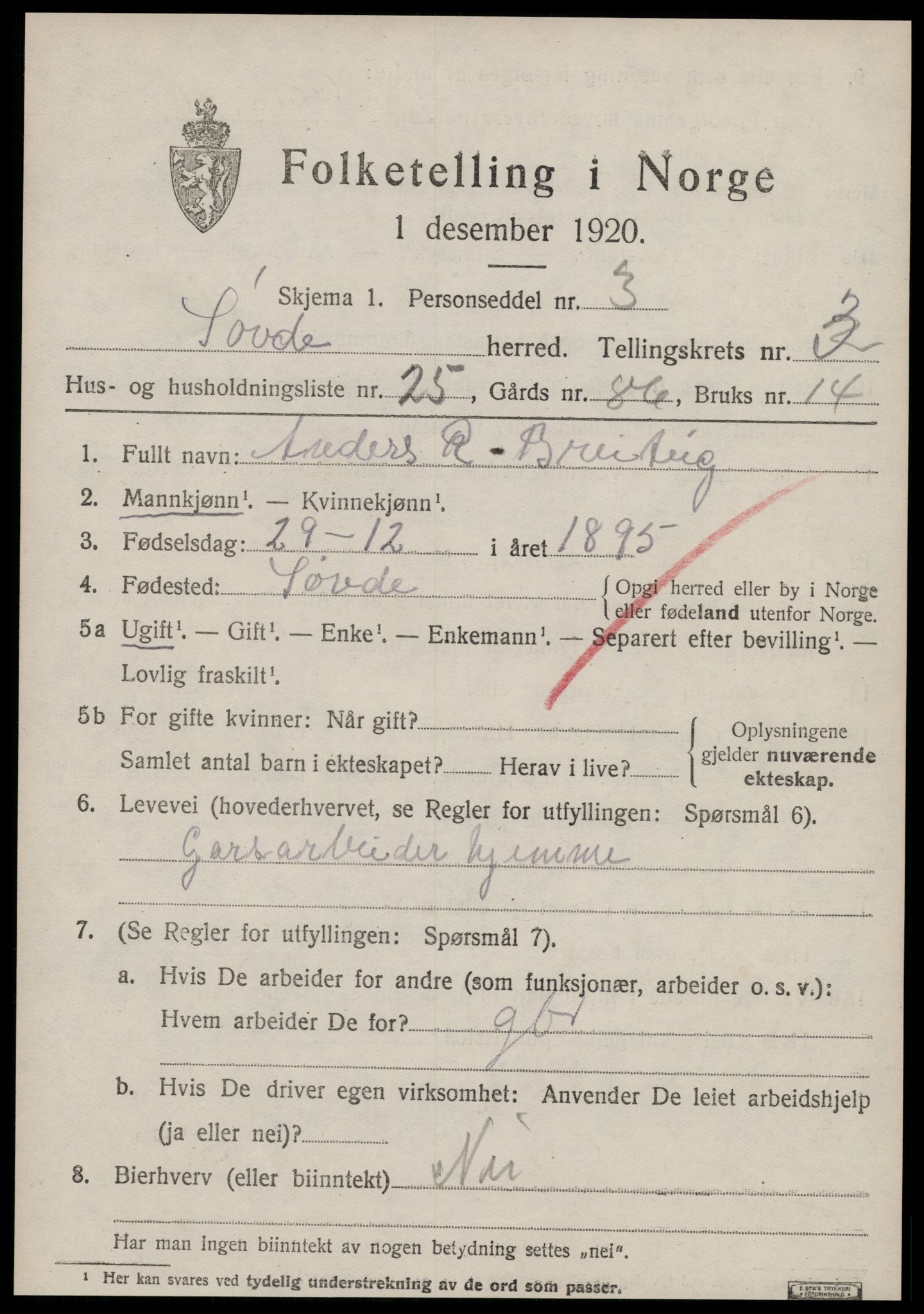 SAT, 1920 census for Syvde, 1920, p. 1334