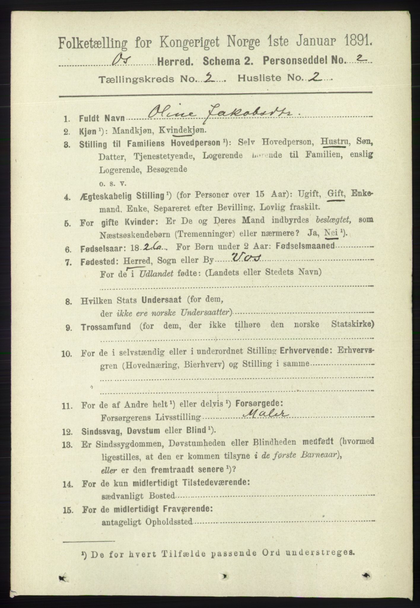 RA, 1891 census for 1243 Os, 1891, p. 435