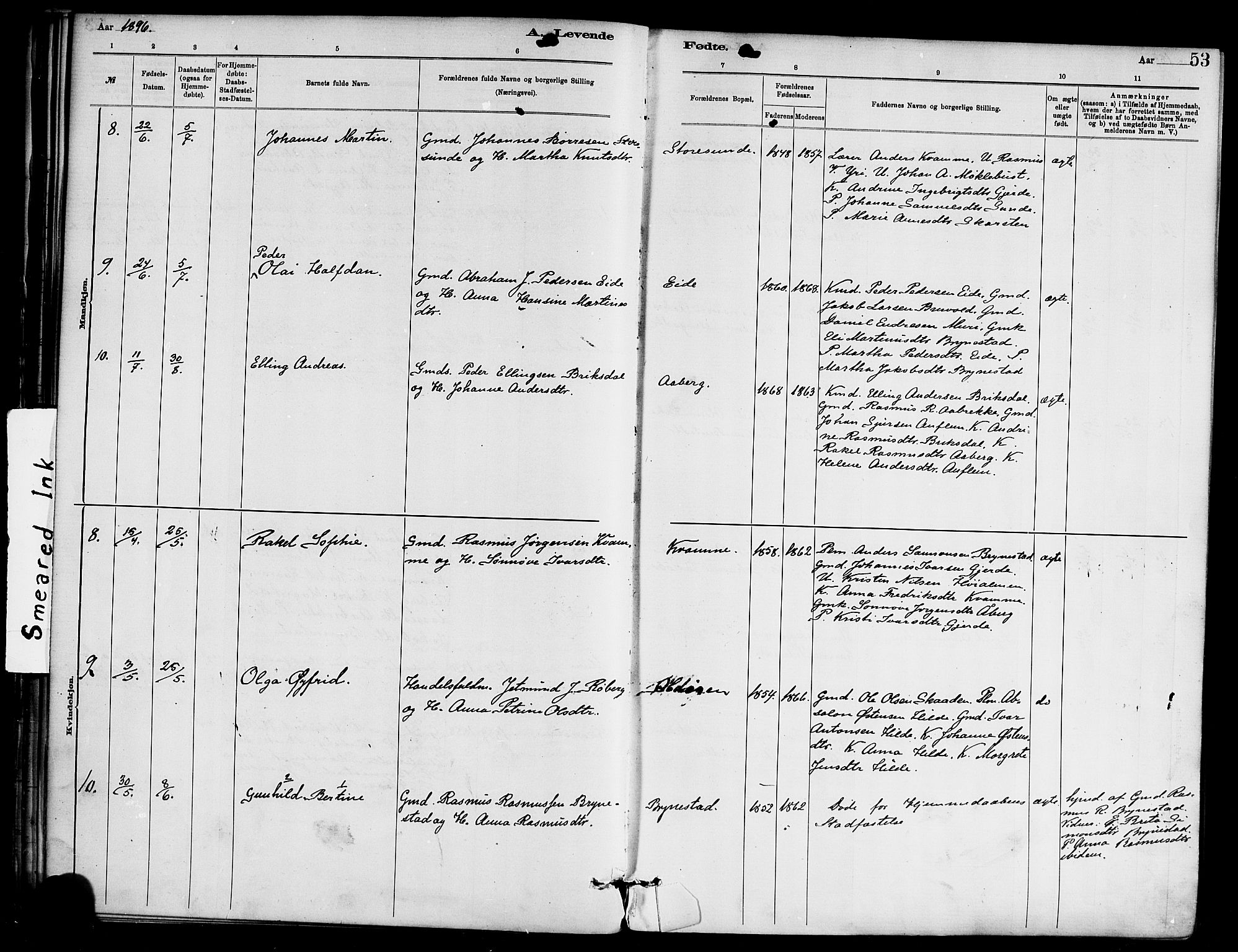 Innvik sokneprestembete, AV/SAB-A-80501: Parish register (official) no. C 1, 1879-1900, p. 53