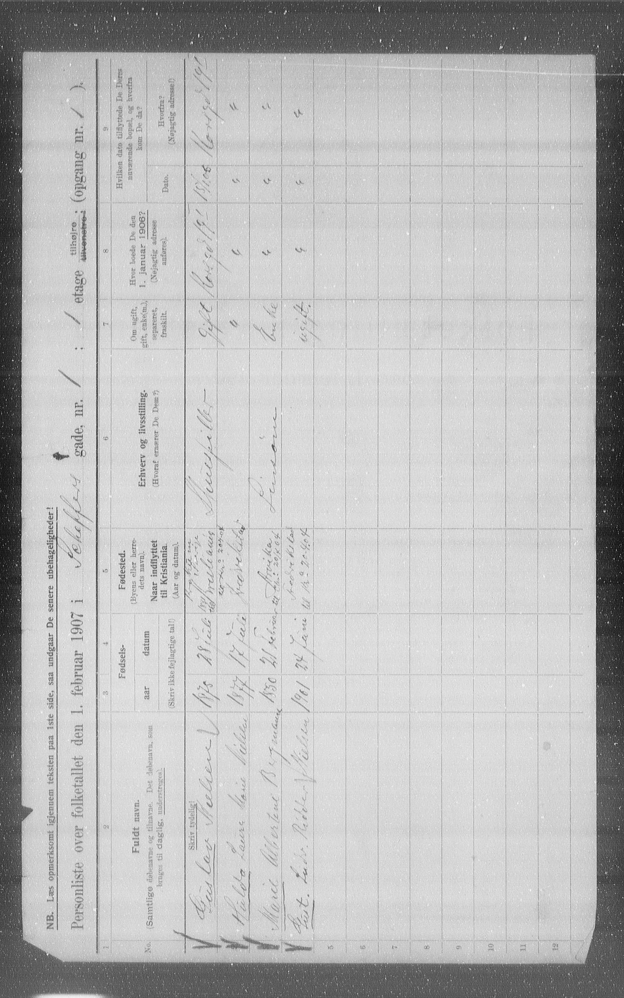 OBA, Municipal Census 1907 for Kristiania, 1907, p. 47460