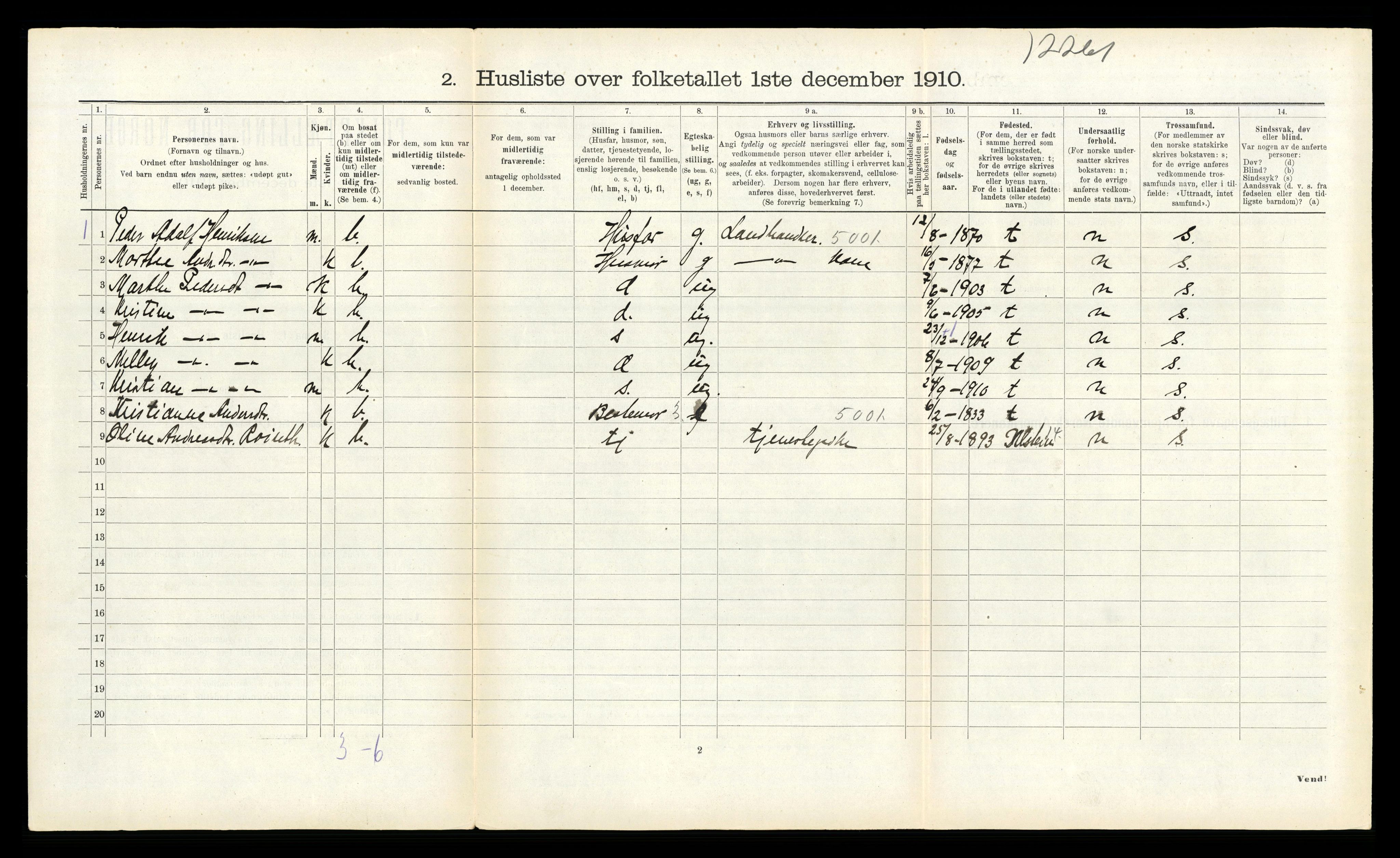 RA, 1910 census for Kinn, 1910, p. 1343