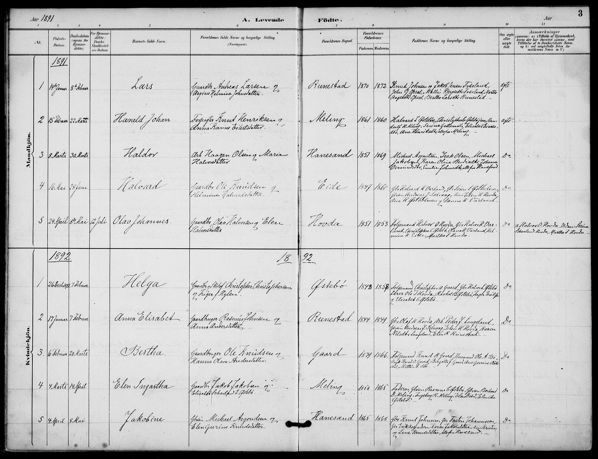 Finnøy sokneprestkontor, SAST/A-101825/H/Ha/Haa/L0012: Parish register (official) no. A 12, 1889-1917, p. 3