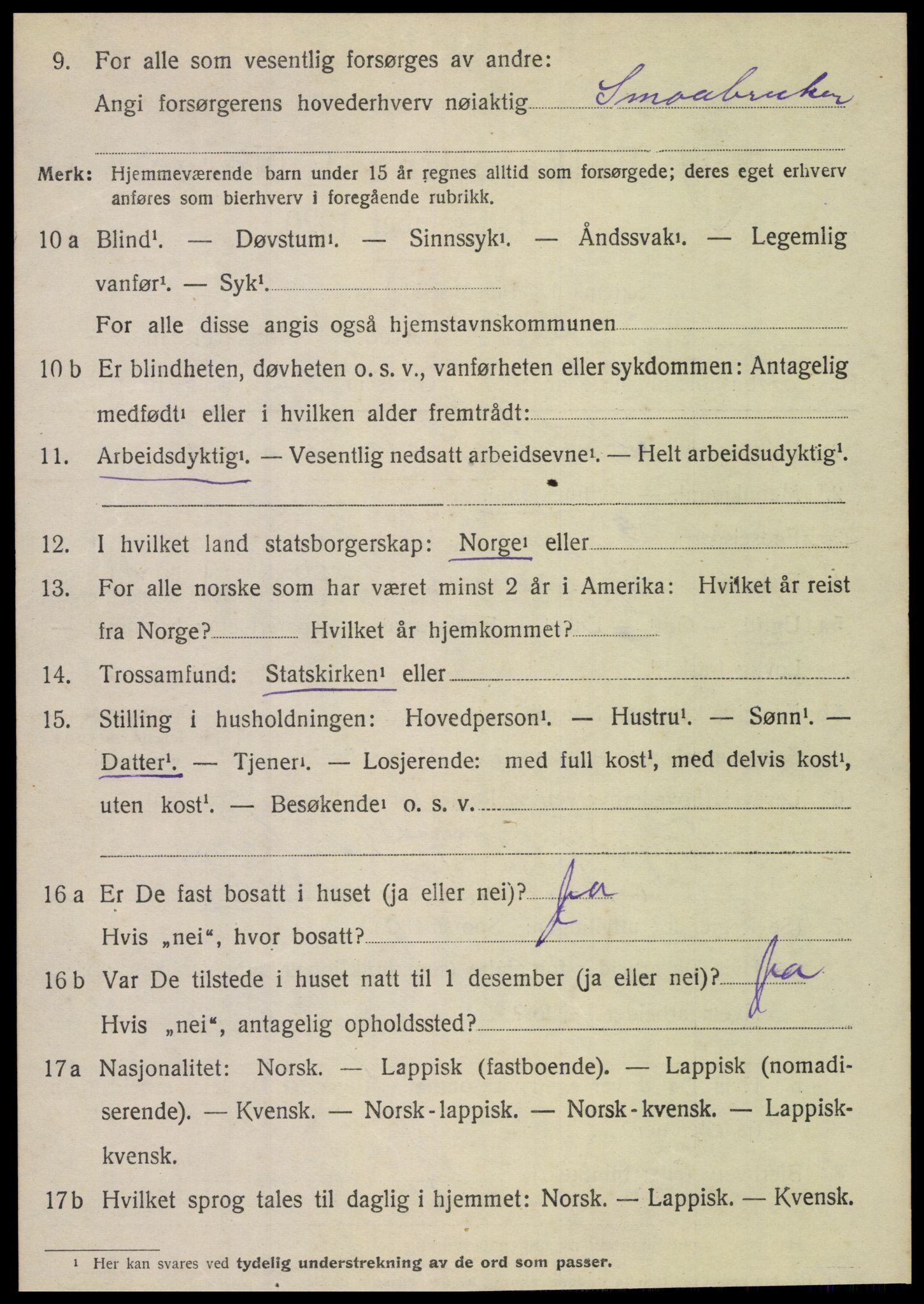 SAT, 1920 census for Kjerringøy, 1920, p. 848