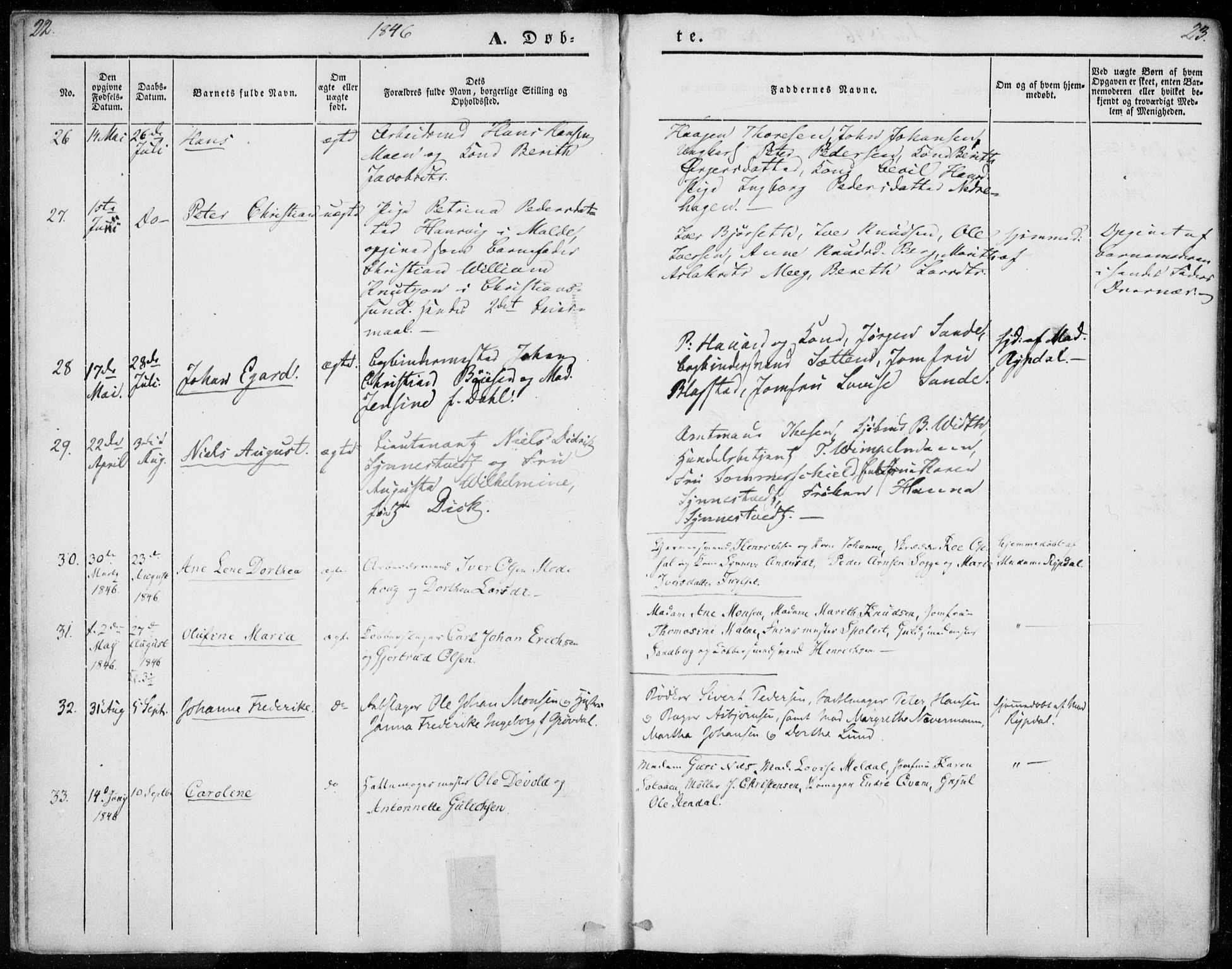 Ministerialprotokoller, klokkerbøker og fødselsregistre - Møre og Romsdal, SAT/A-1454/558/L0689: Parish register (official) no. 558A03, 1843-1872, p. 22-23