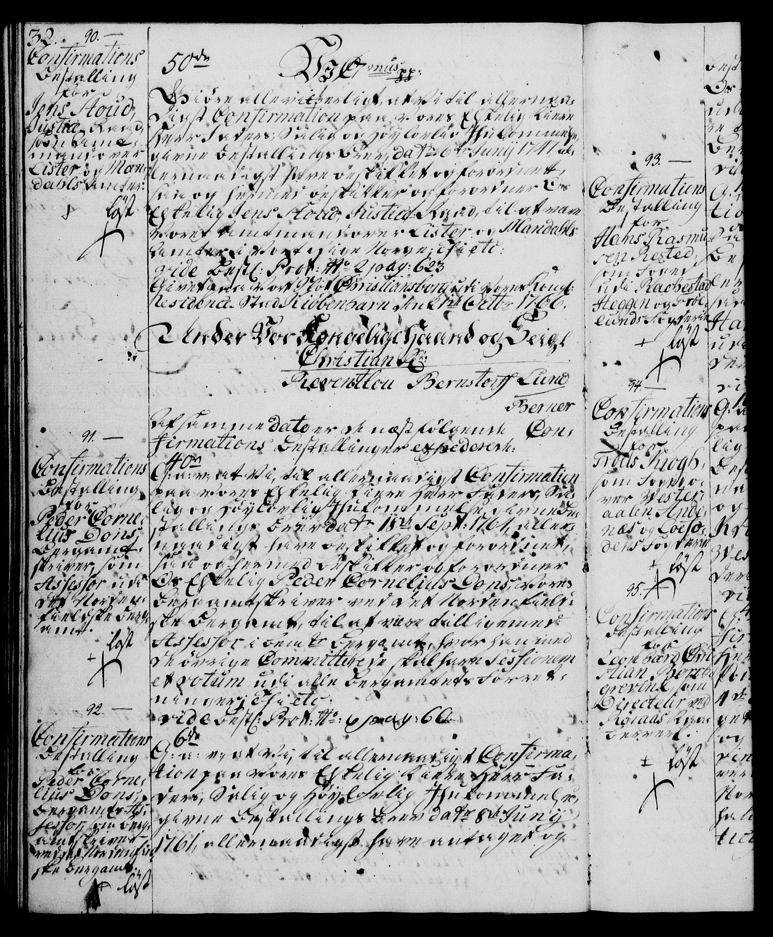 Rentekammeret, Kammerkanselliet, RA/EA-3111/G/Gg/Ggg/L0003: Norsk konfirmasjonsbestallingsprotokoll med register (merket RK 53.33), 1766-1772, p. 32