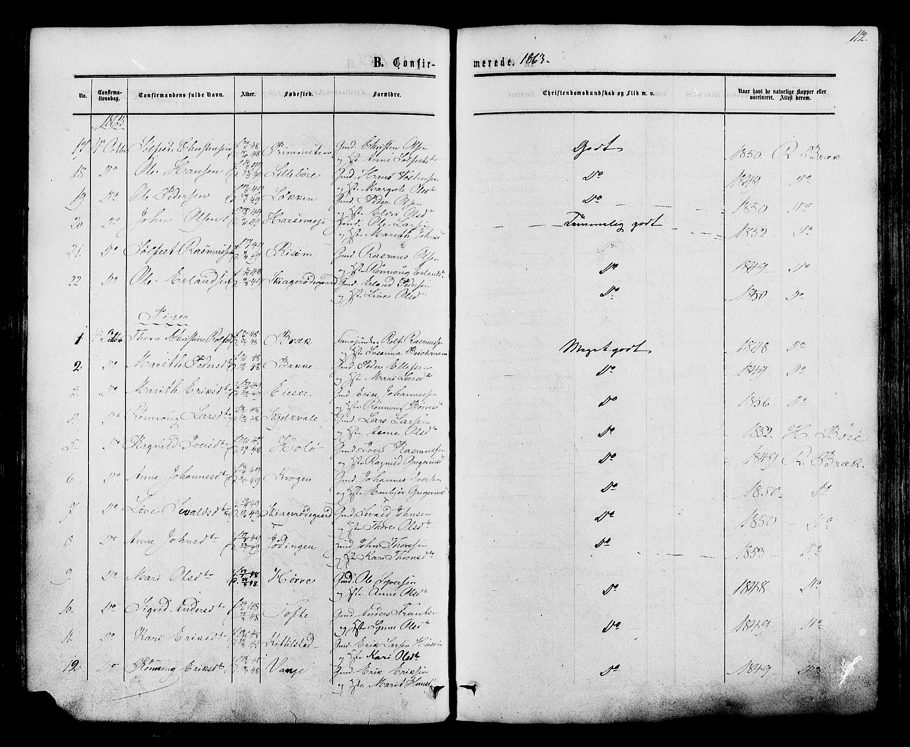 Lom prestekontor, SAH/PREST-070/K/L0007: Parish register (official) no. 7, 1863-1884, p. 112