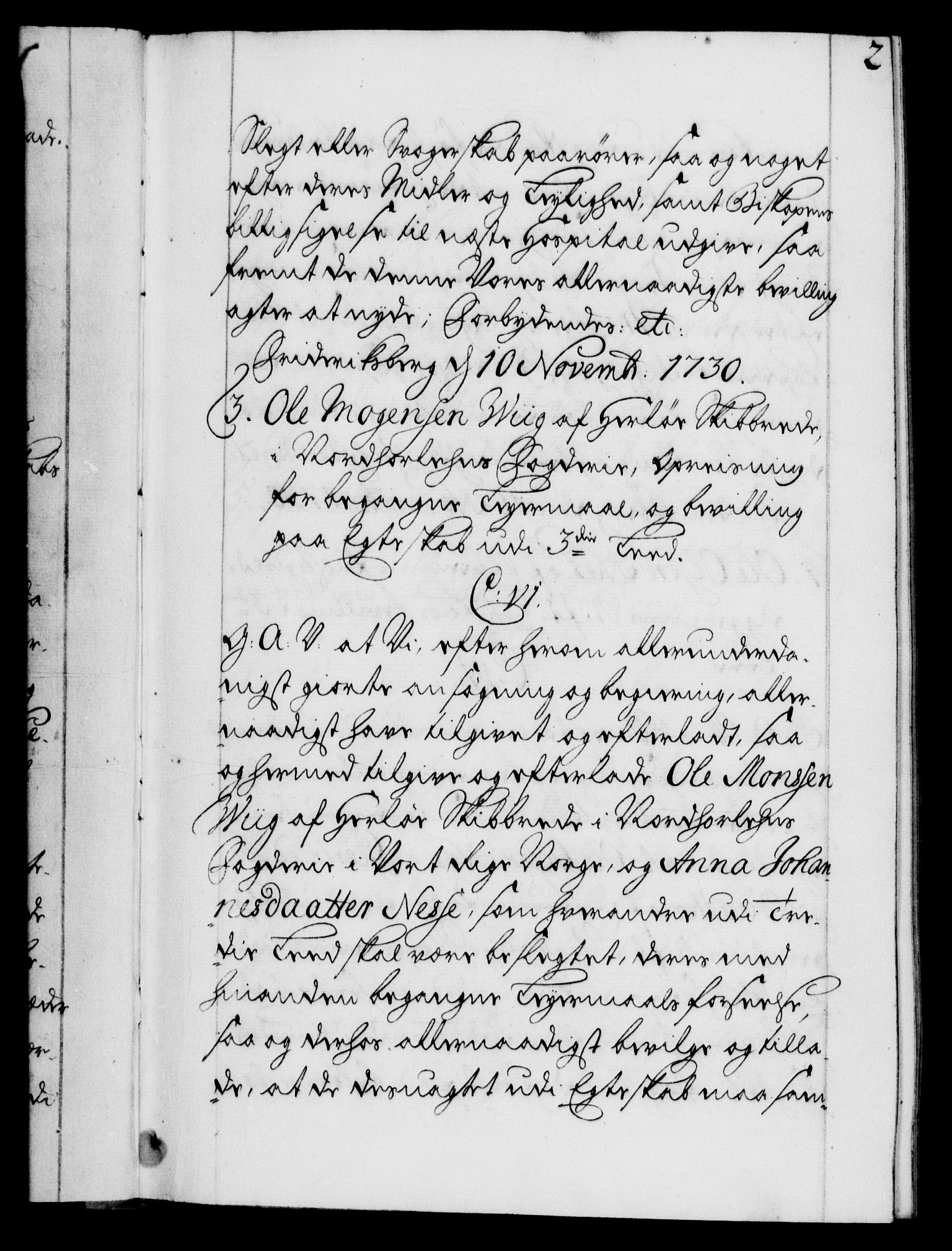 Danske Kanselli 1572-1799, AV/RA-EA-3023/F/Fc/Fca/Fcaa/L0027: Norske registre, 1730-1732, p. 2a