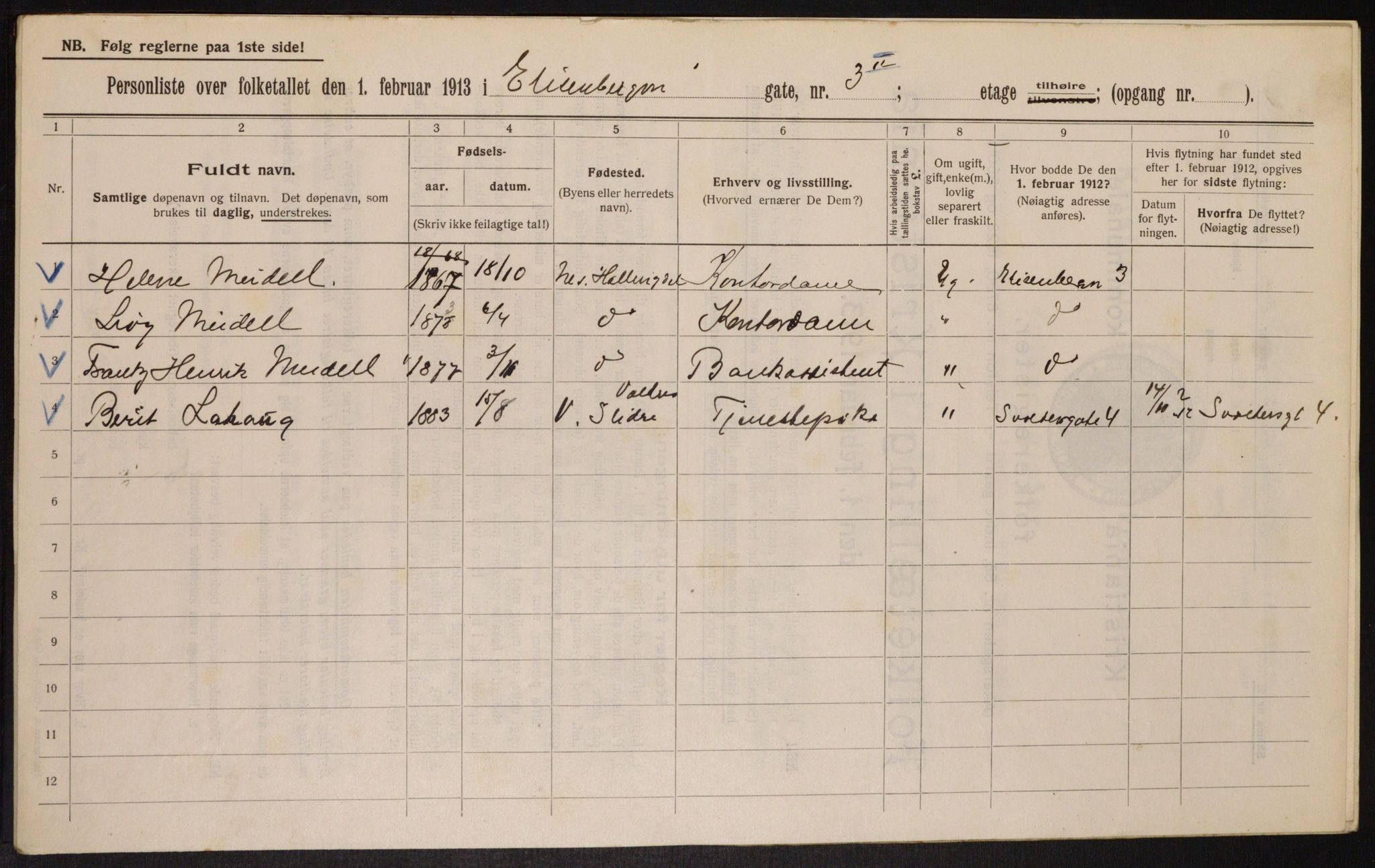 OBA, Municipal Census 1913 for Kristiania, 1913, p. 20533