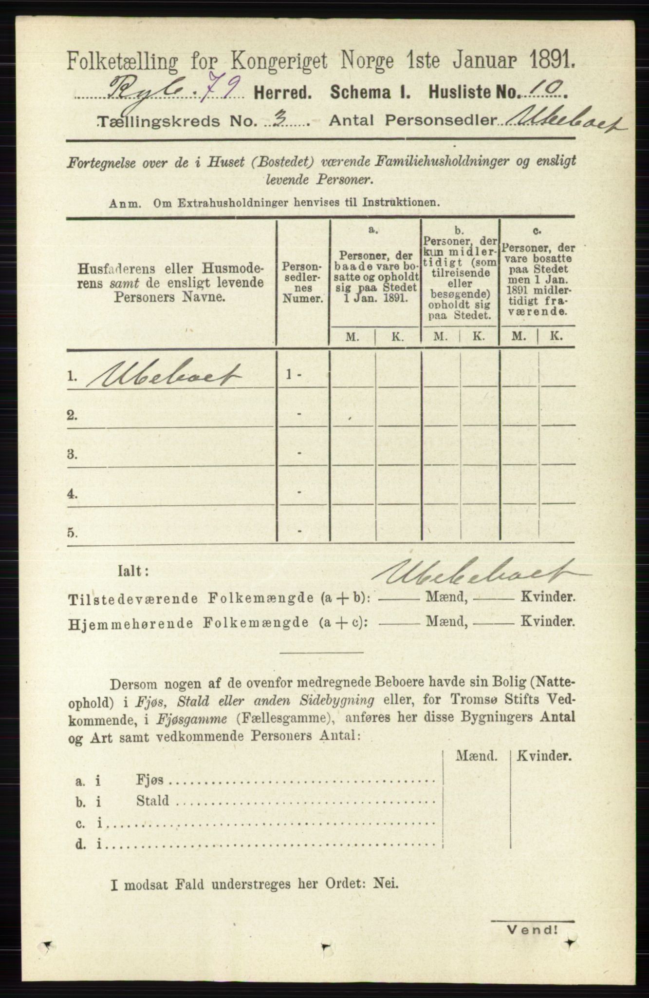 RA, 1891 census for 0520 Ringebu, 1891, p. 636