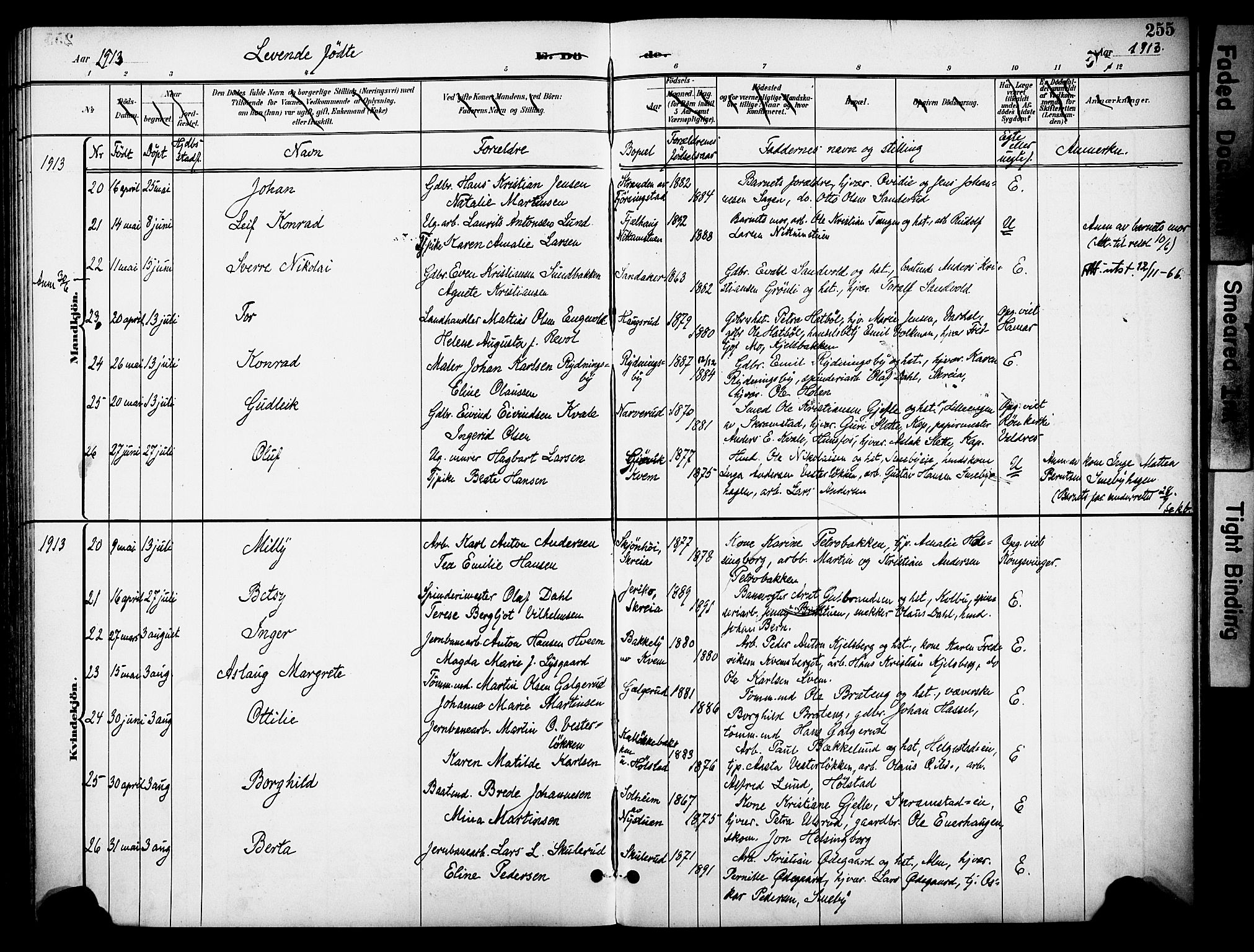 Østre Toten prestekontor, AV/SAH-PREST-104/H/Ha/Haa/L0009: Parish register (official) no. 9, 1897-1913, p. 255