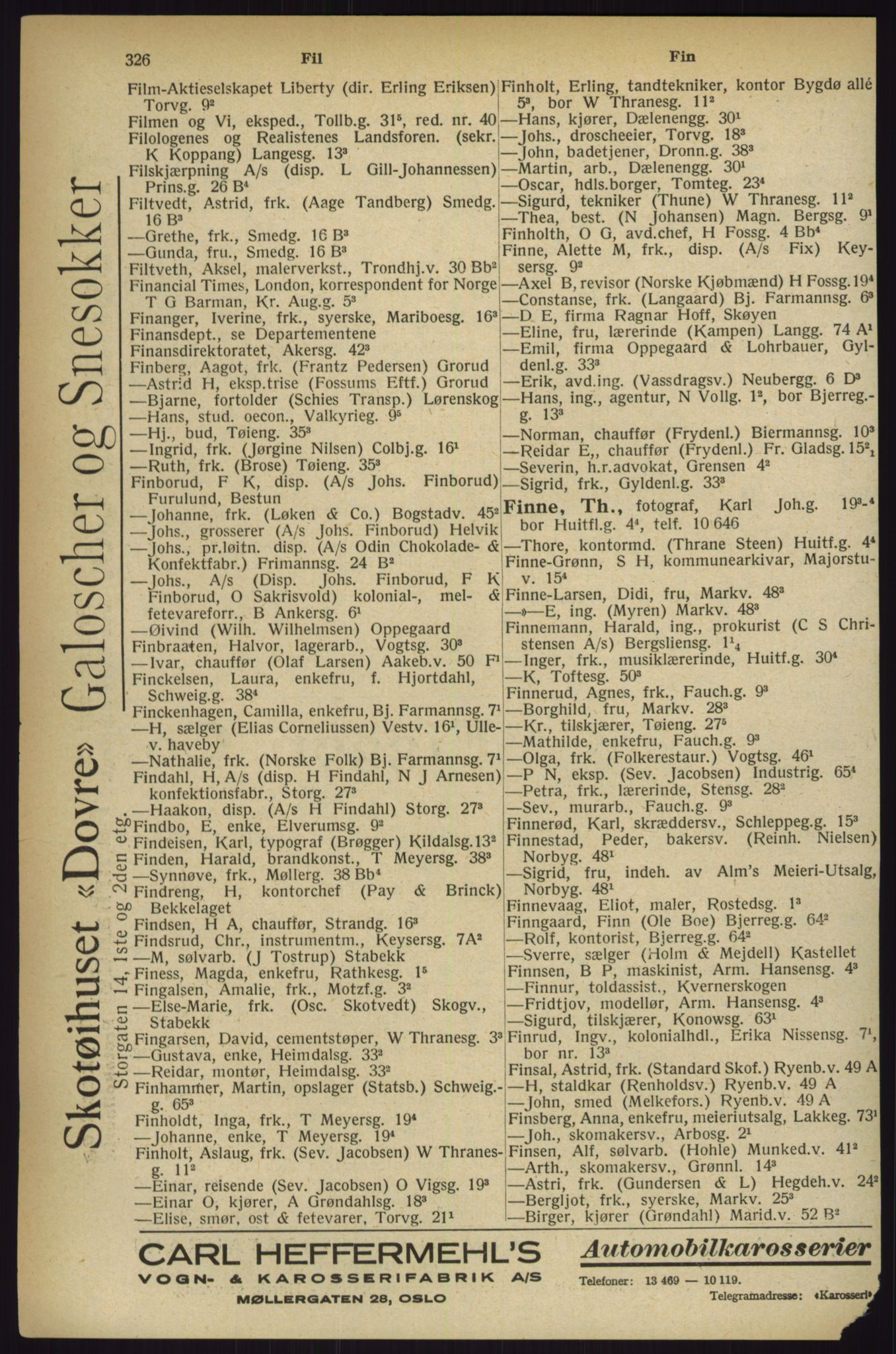 Kristiania/Oslo adressebok, PUBL/-, 1927, p. 326