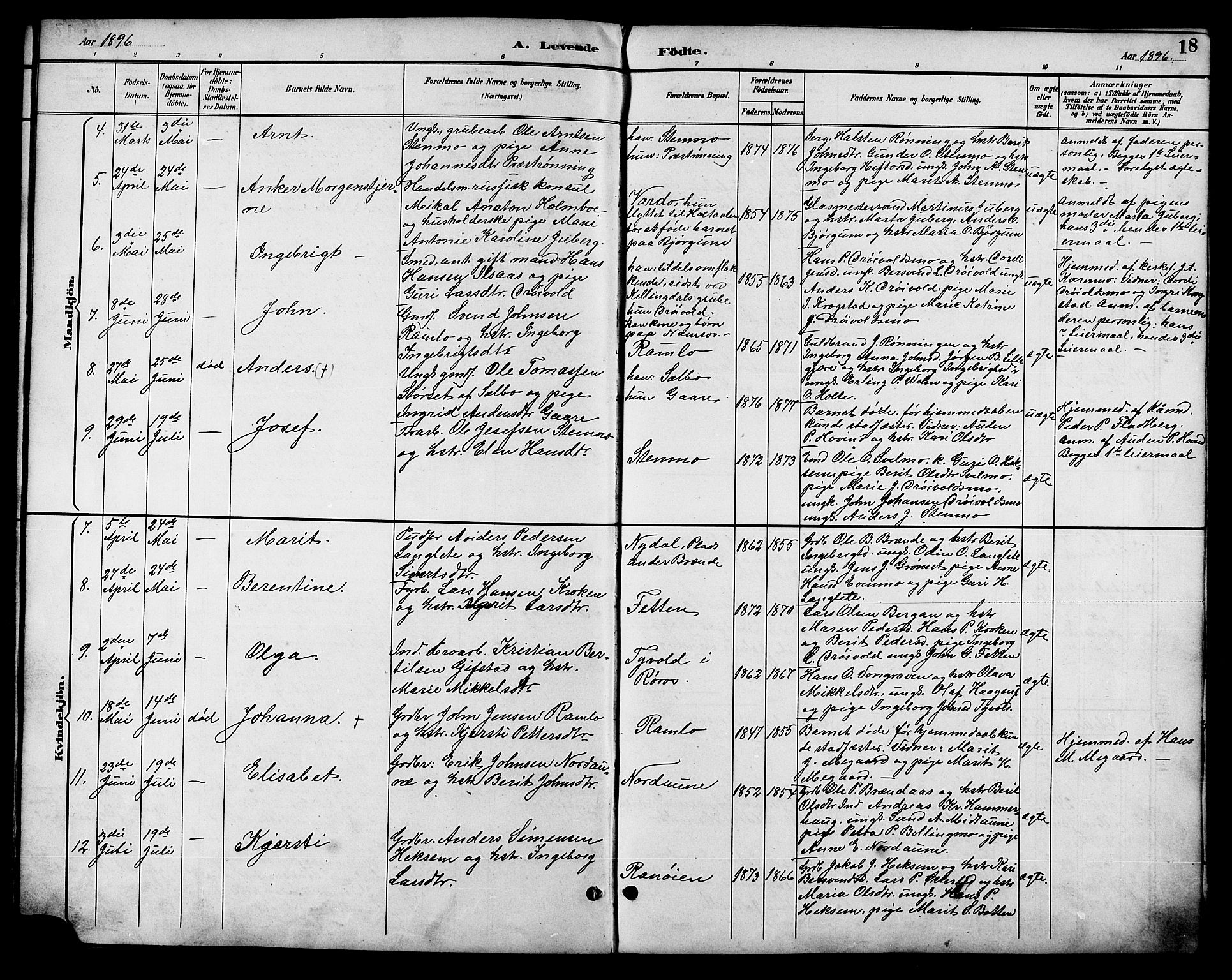 Ministerialprotokoller, klokkerbøker og fødselsregistre - Sør-Trøndelag, SAT/A-1456/685/L0978: Parish register (copy) no. 685C03, 1891-1907, p. 18