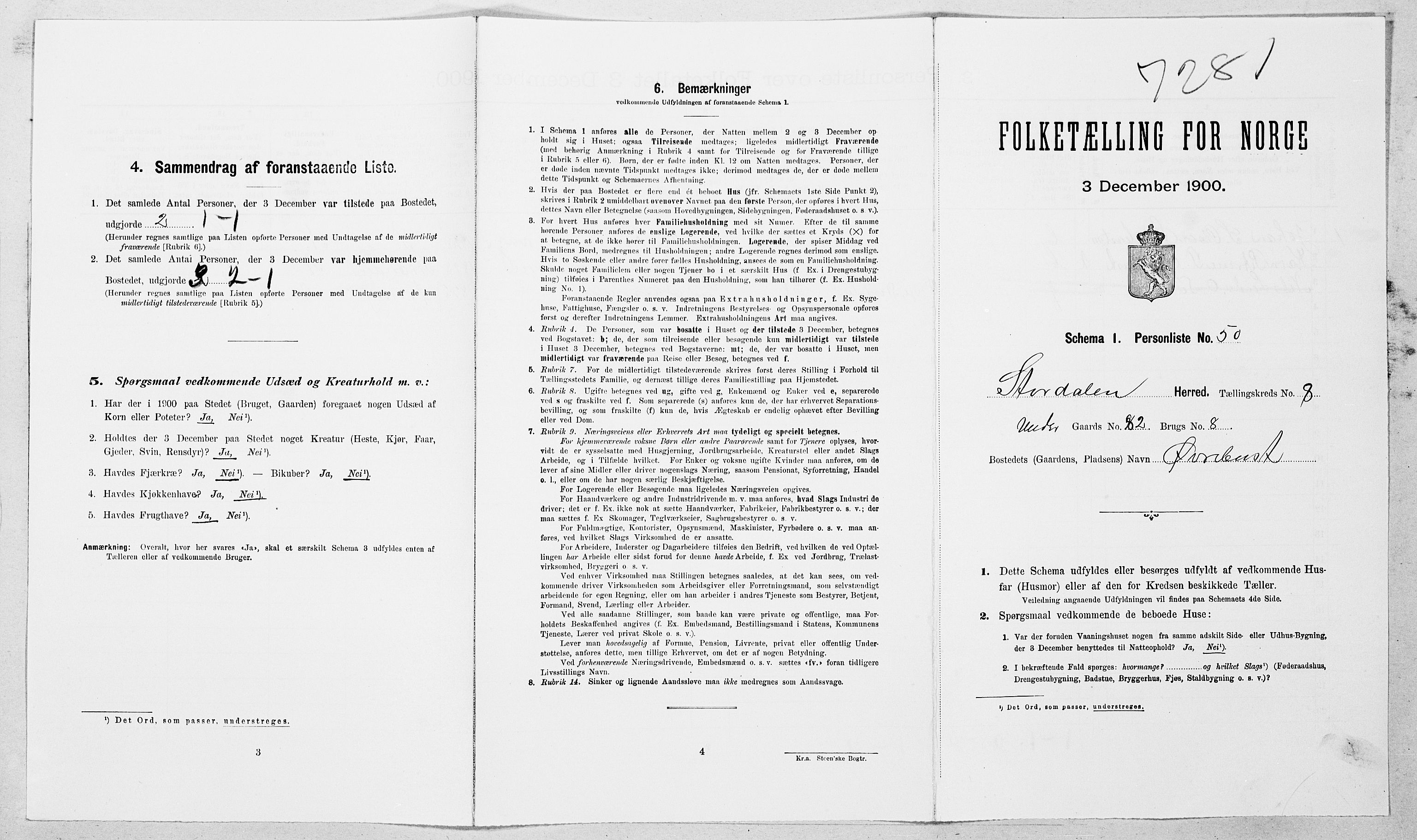 SAT, 1900 census for Stordal, 1900, p. 204