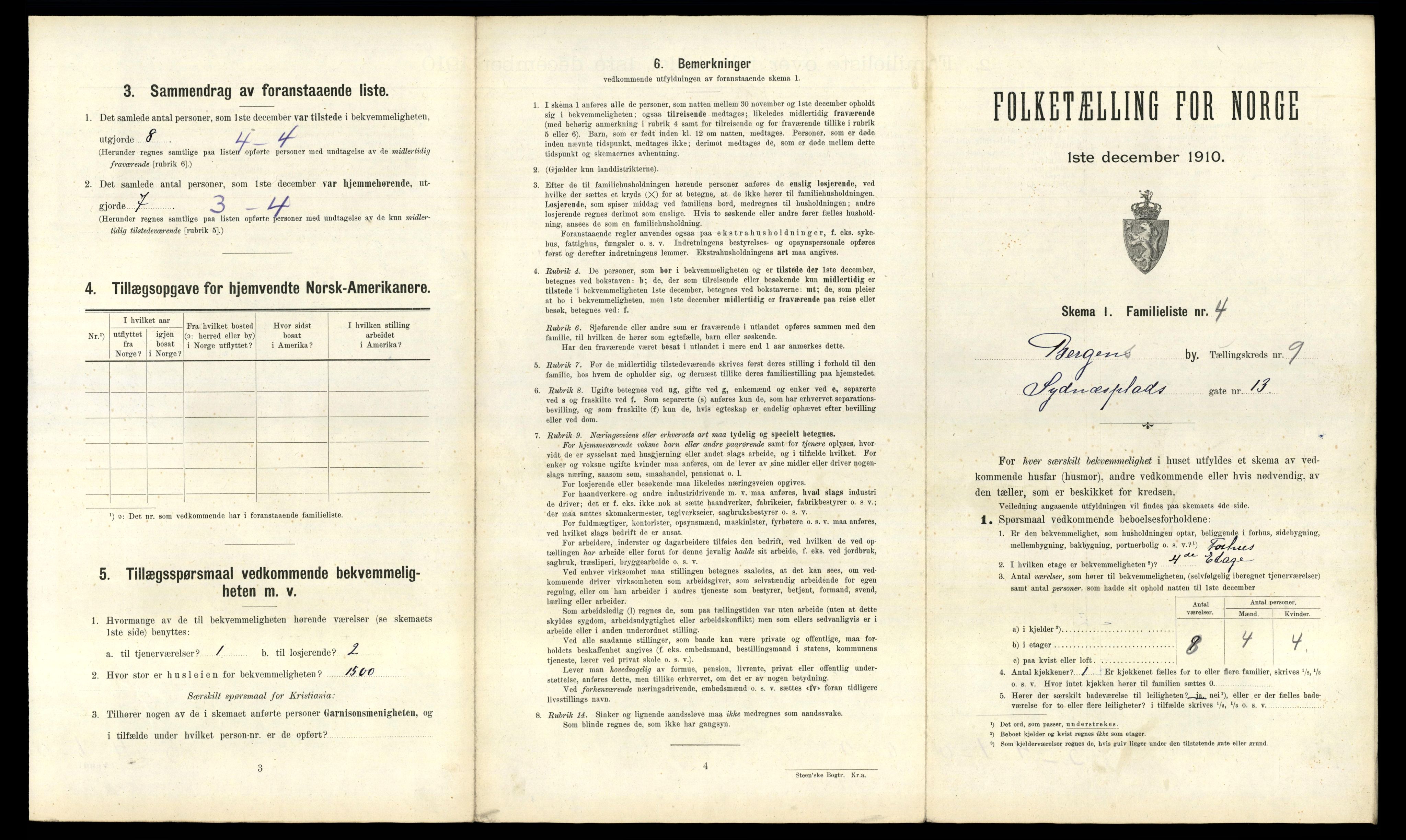 RA, 1910 census for Bergen, 1910, p. 3225