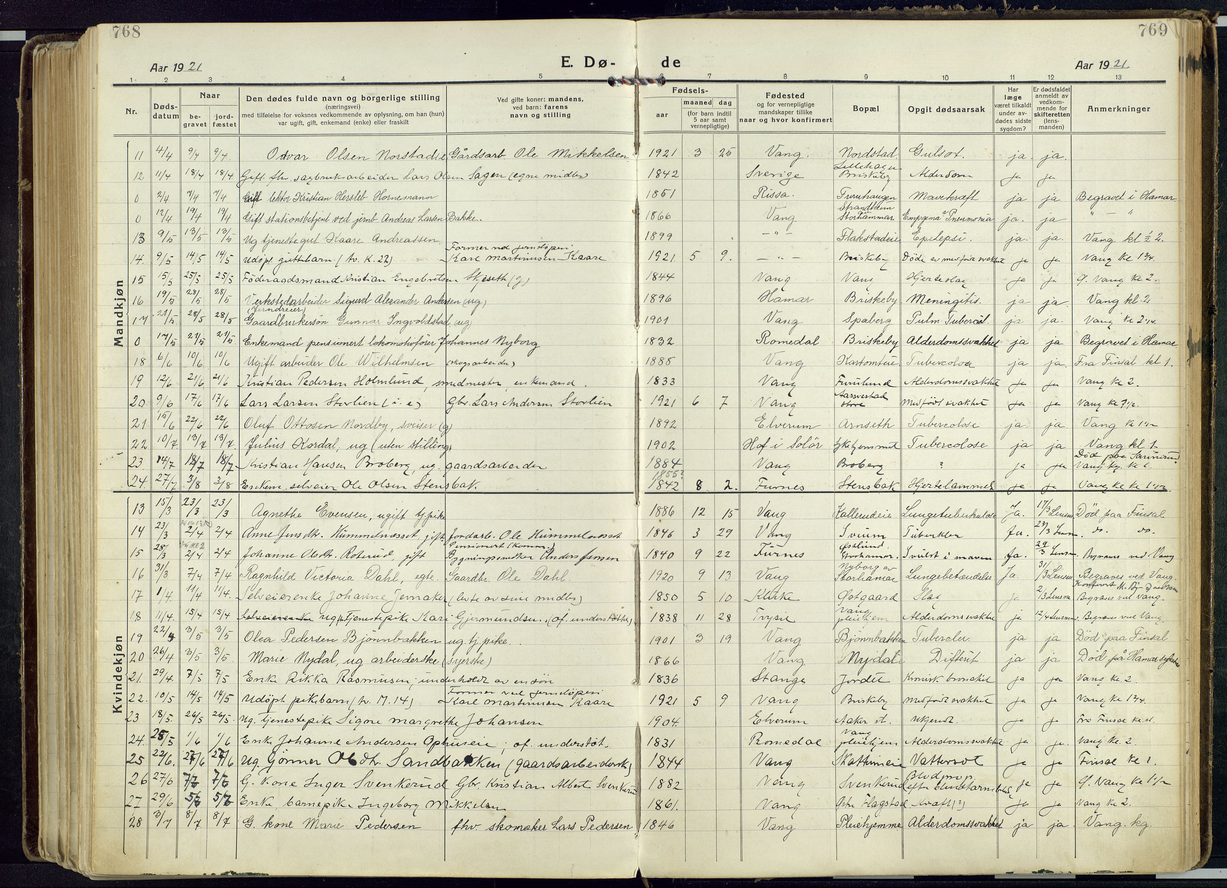 Vang prestekontor, Hedmark, AV/SAH-PREST-008/H/Ha/Haa/L0022: Parish register (official) no. 22, 1918-1944, p. 768-769