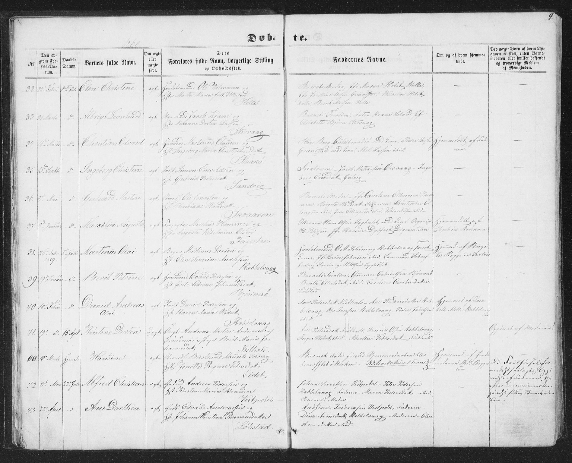Ministerialprotokoller, klokkerbøker og fødselsregistre - Nordland, SAT/A-1459/874/L1073: Parish register (copy) no. 874C02, 1860-1870, p. 9