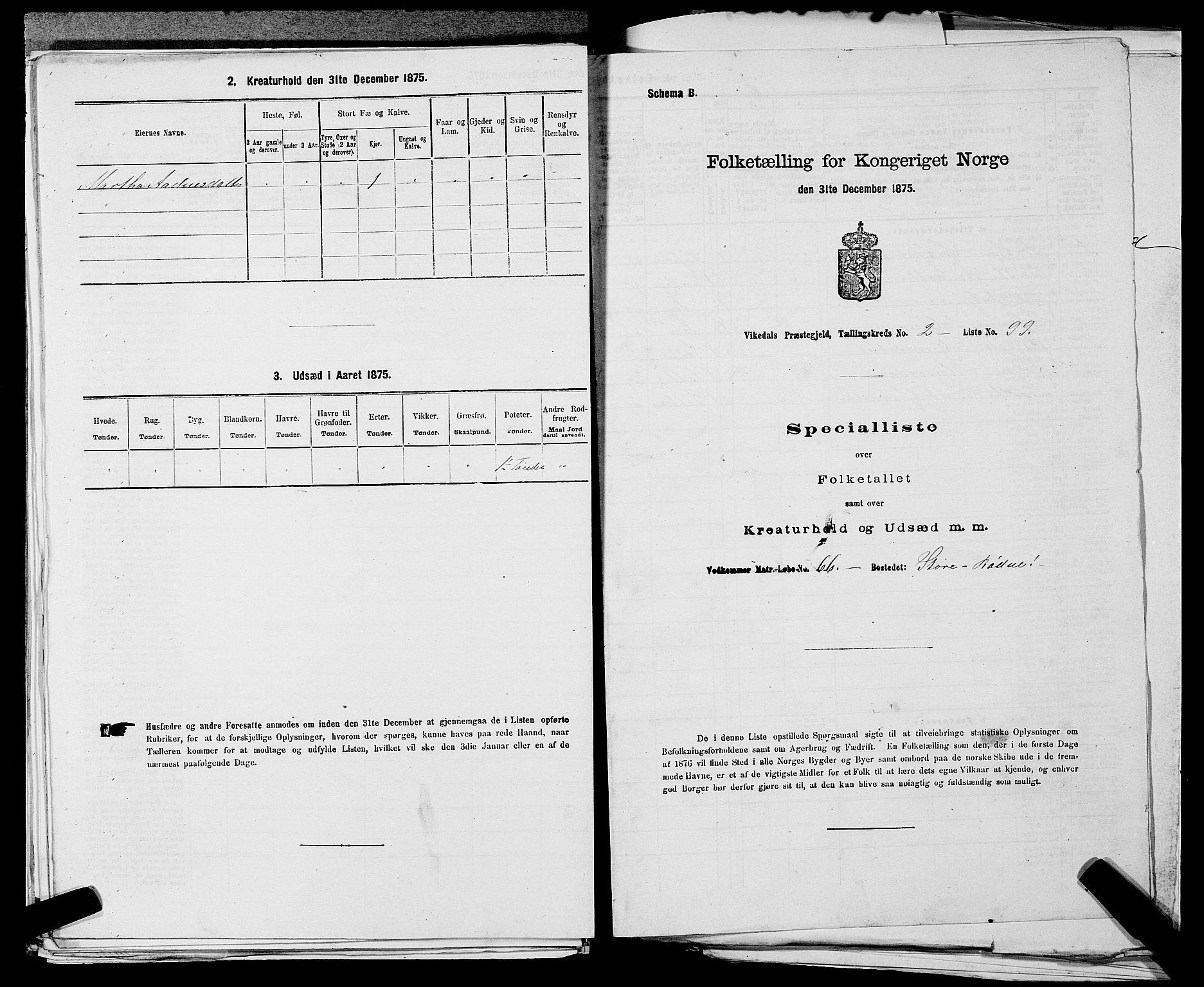 SAST, 1875 census for 1157P Vikedal, 1875, p. 337