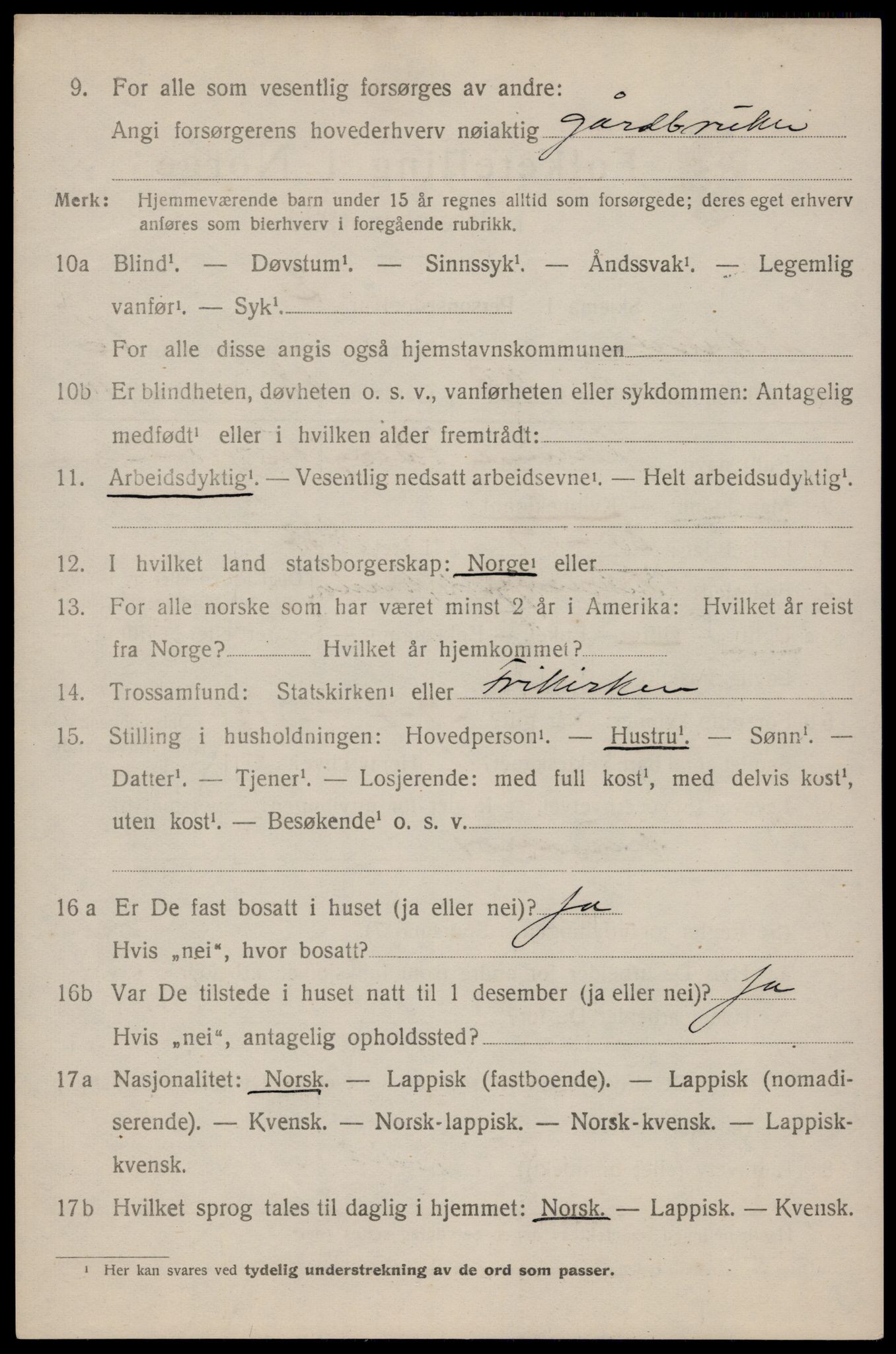 SAT, 1920 census for Dverberg, 1920, p. 11957