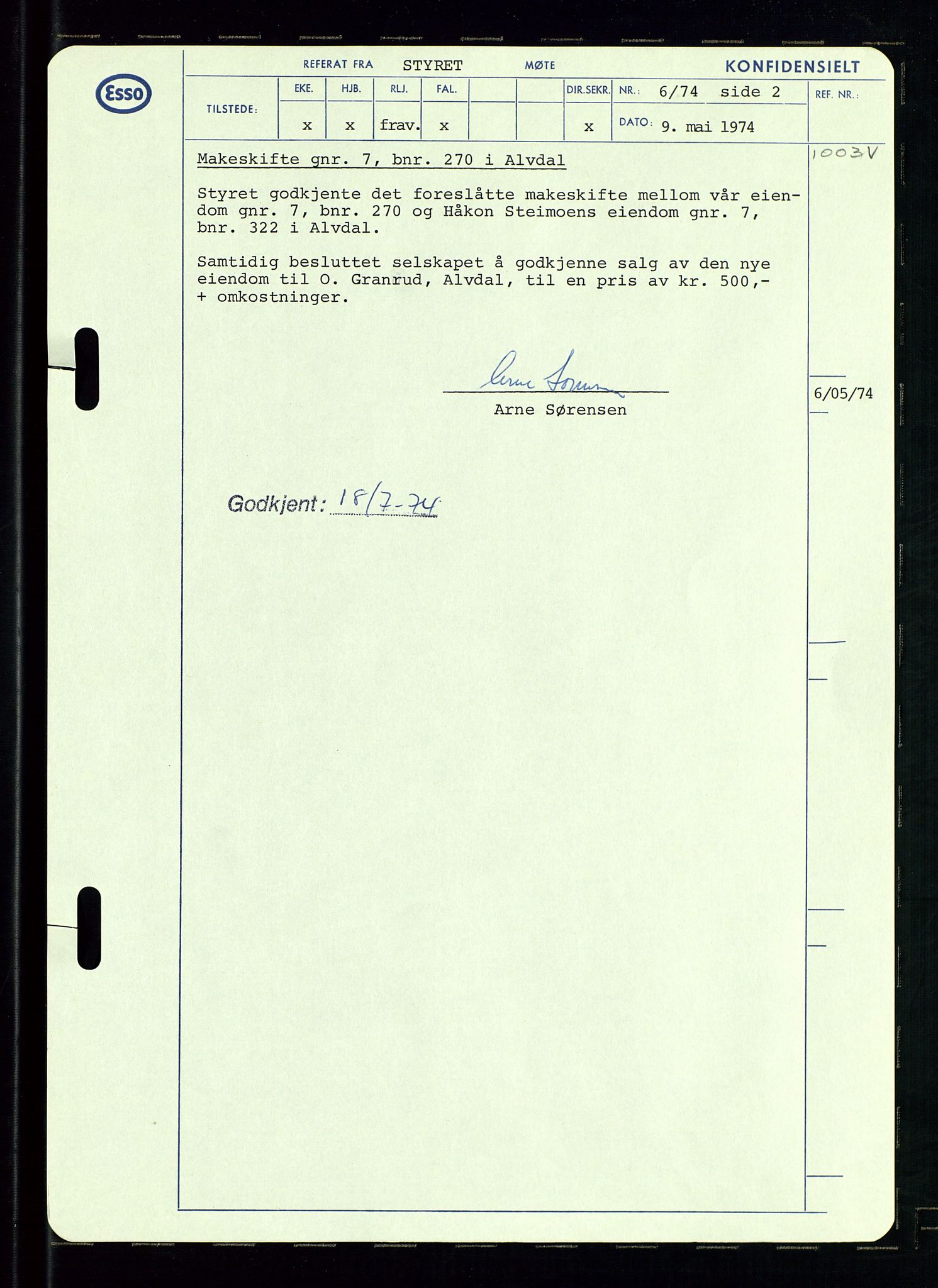 Pa 0982 - Esso Norge A/S, AV/SAST-A-100448/A/Aa/L0003/0002: Den administrerende direksjon Board minutes (styrereferater) og Bedriftforsamlingsprotokoll / Den administrerende direksjon Board minutes (styrereferater), 1970-1974, p. 32