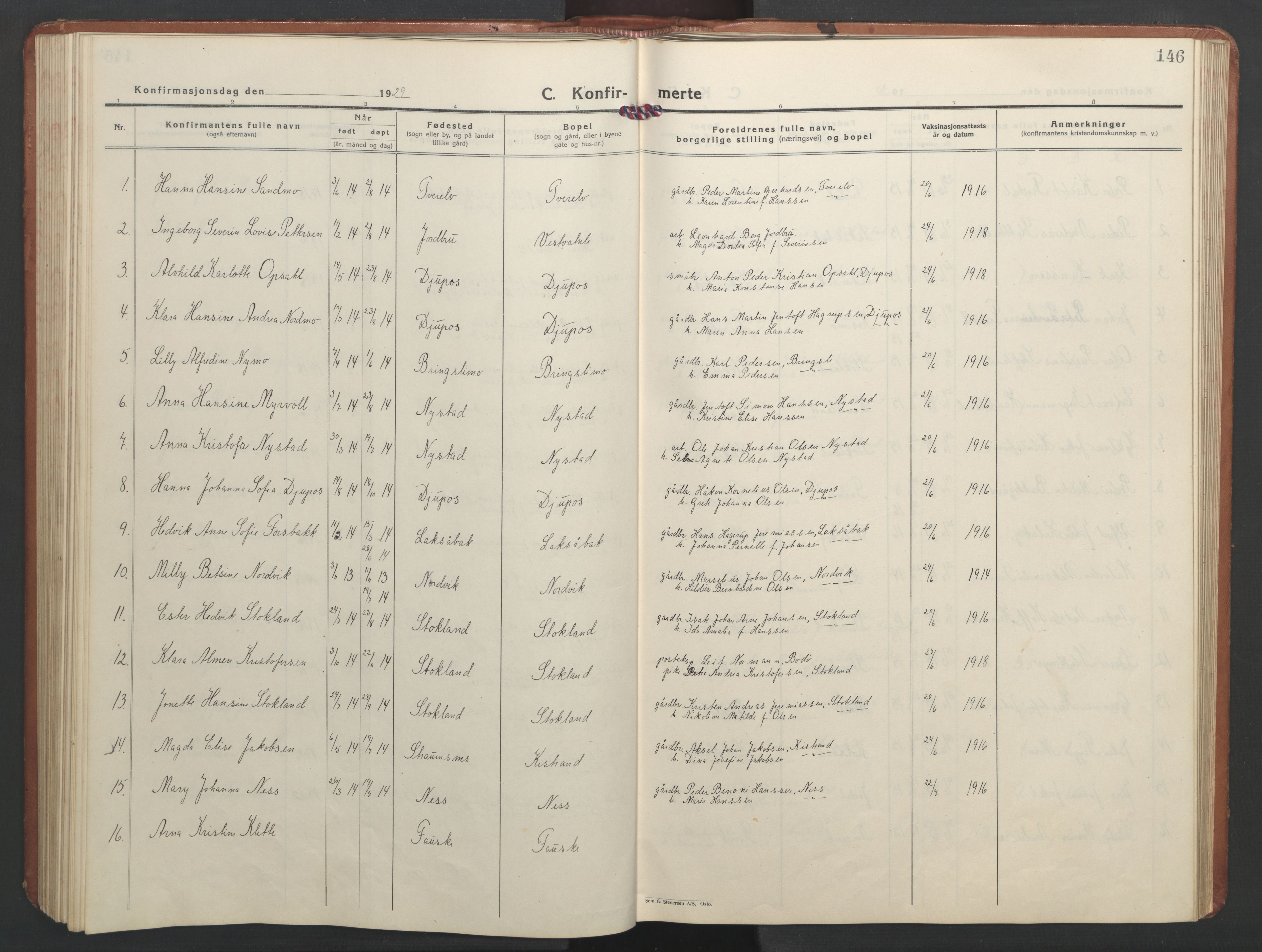 Ministerialprotokoller, klokkerbøker og fødselsregistre - Nordland, AV/SAT-A-1459/851/L0727: Parish register (copy) no. 851C02, 1925-1948, p. 146