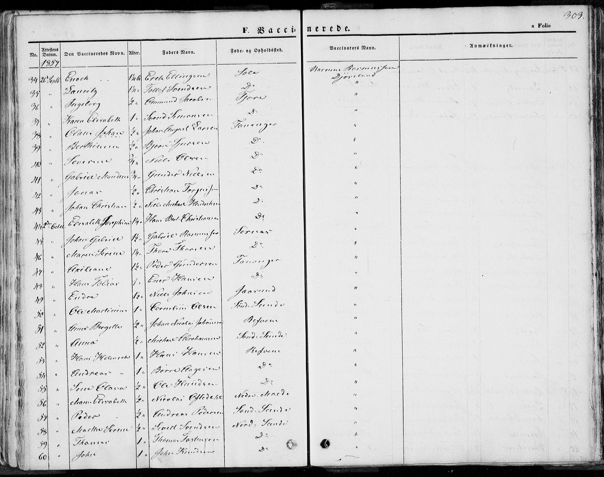 Håland sokneprestkontor, SAST/A-101802/001/30BA/L0008: Parish register (official) no. A 7.2, 1854-1870, p. 303