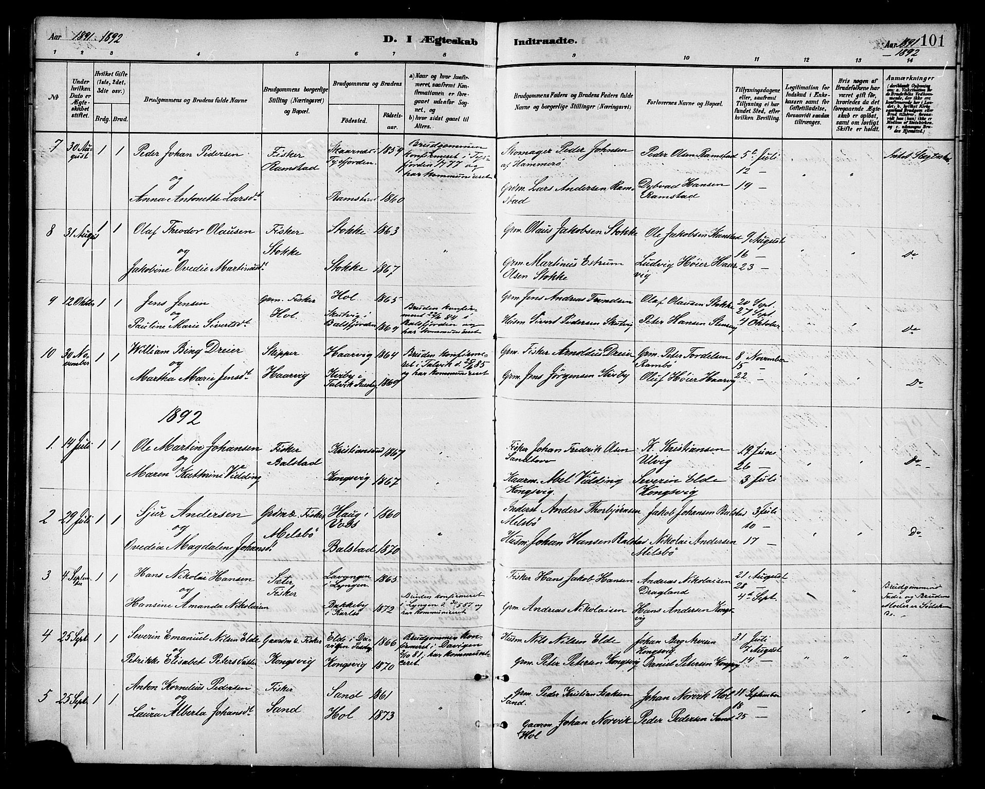 Ministerialprotokoller, klokkerbøker og fødselsregistre - Nordland, SAT/A-1459/865/L0924: Parish register (official) no. 865A02, 1885-1896, p. 101