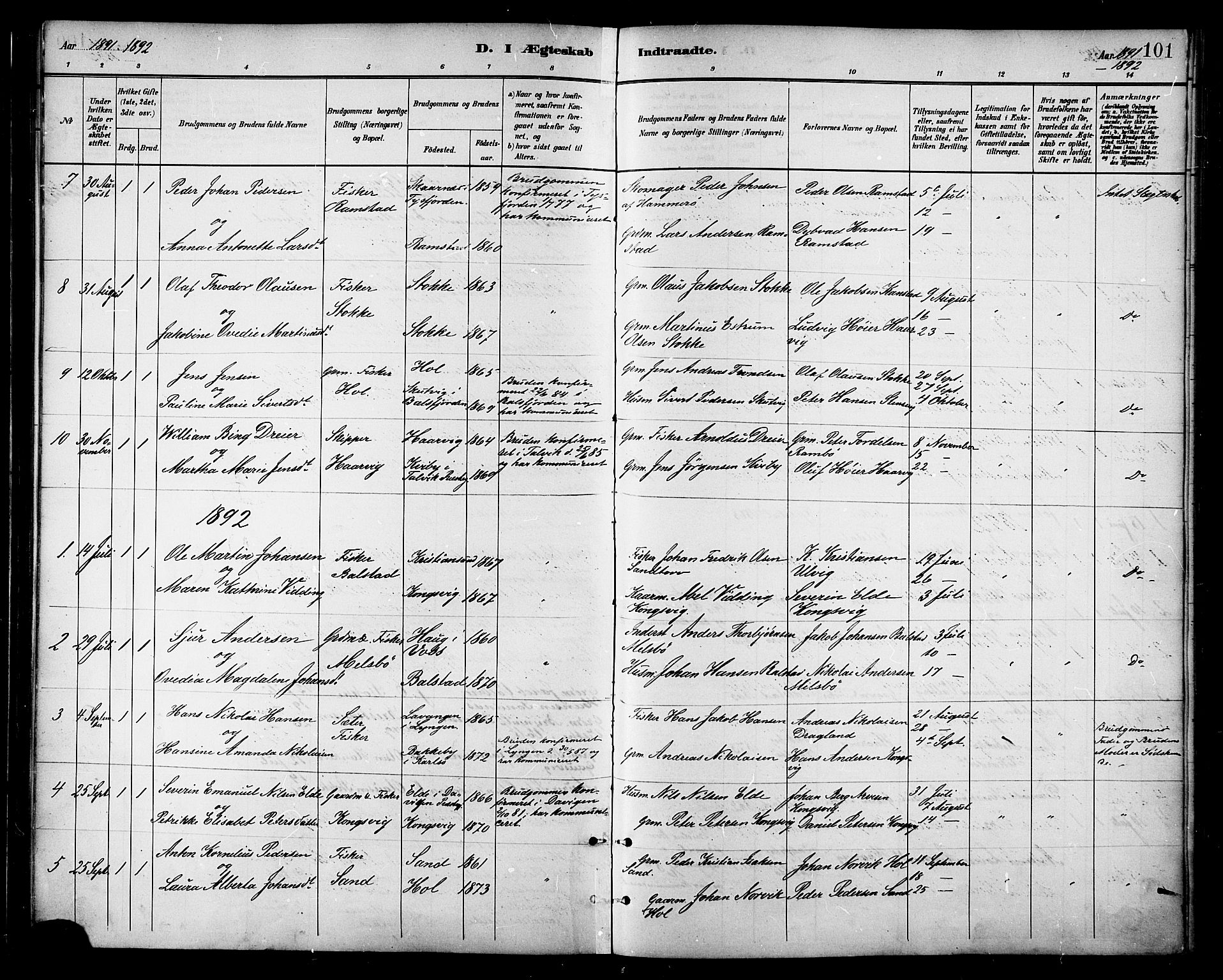 Ministerialprotokoller, klokkerbøker og fødselsregistre - Nordland, AV/SAT-A-1459/865/L0924: Parish register (official) no. 865A02, 1885-1896, p. 101