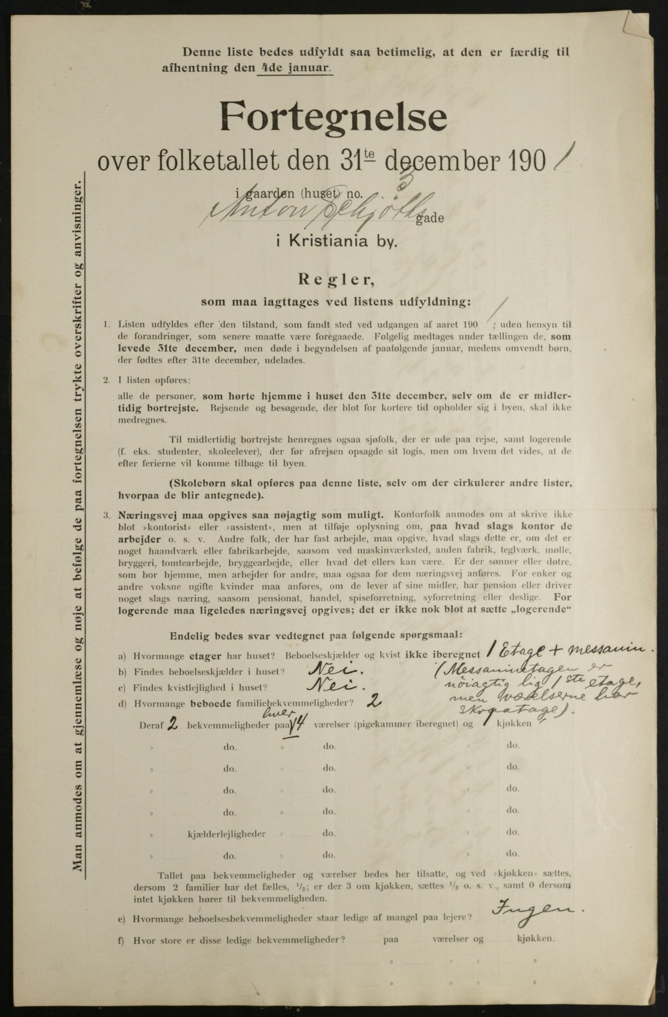 OBA, Municipal Census 1901 for Kristiania, 1901, p. 303