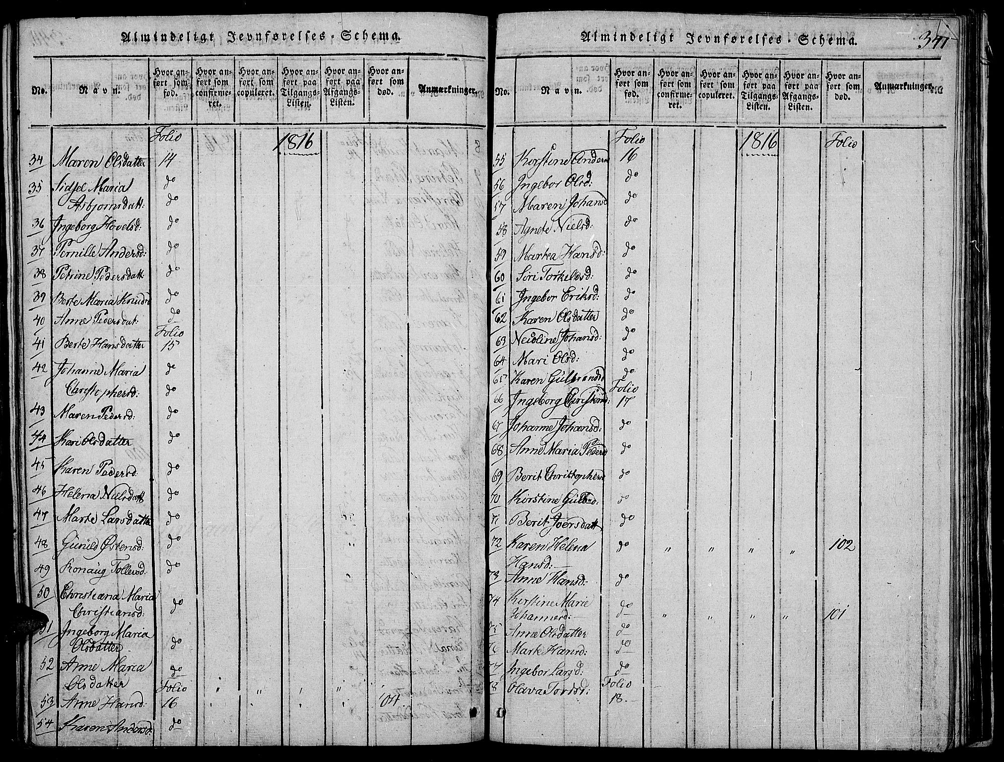 Land prestekontor, SAH/PREST-120/H/Ha/Haa/L0007: Parish register (official) no. 7, 1814-1830, p. 341