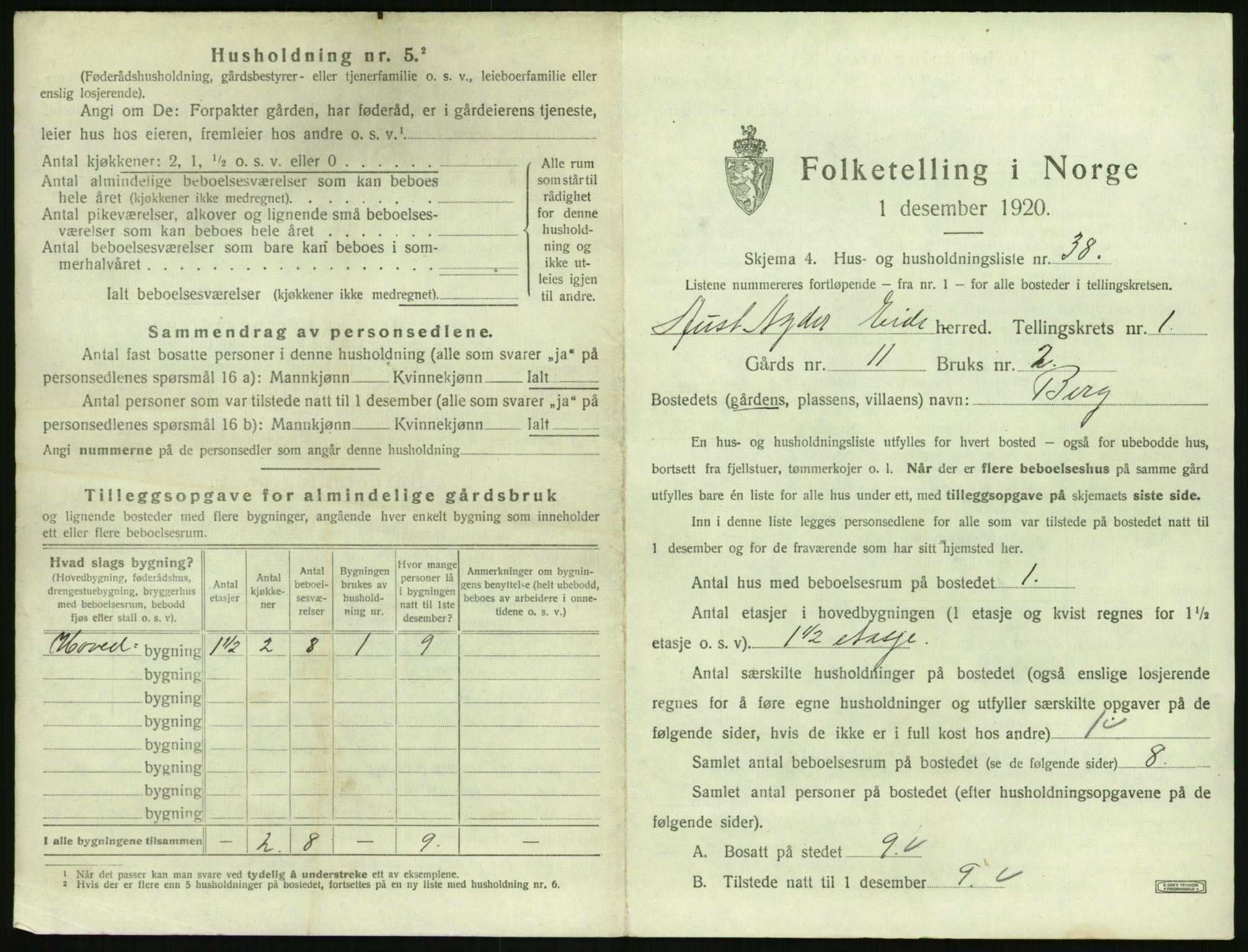 SAK, 1920 census for Eide, 1920, p. 102