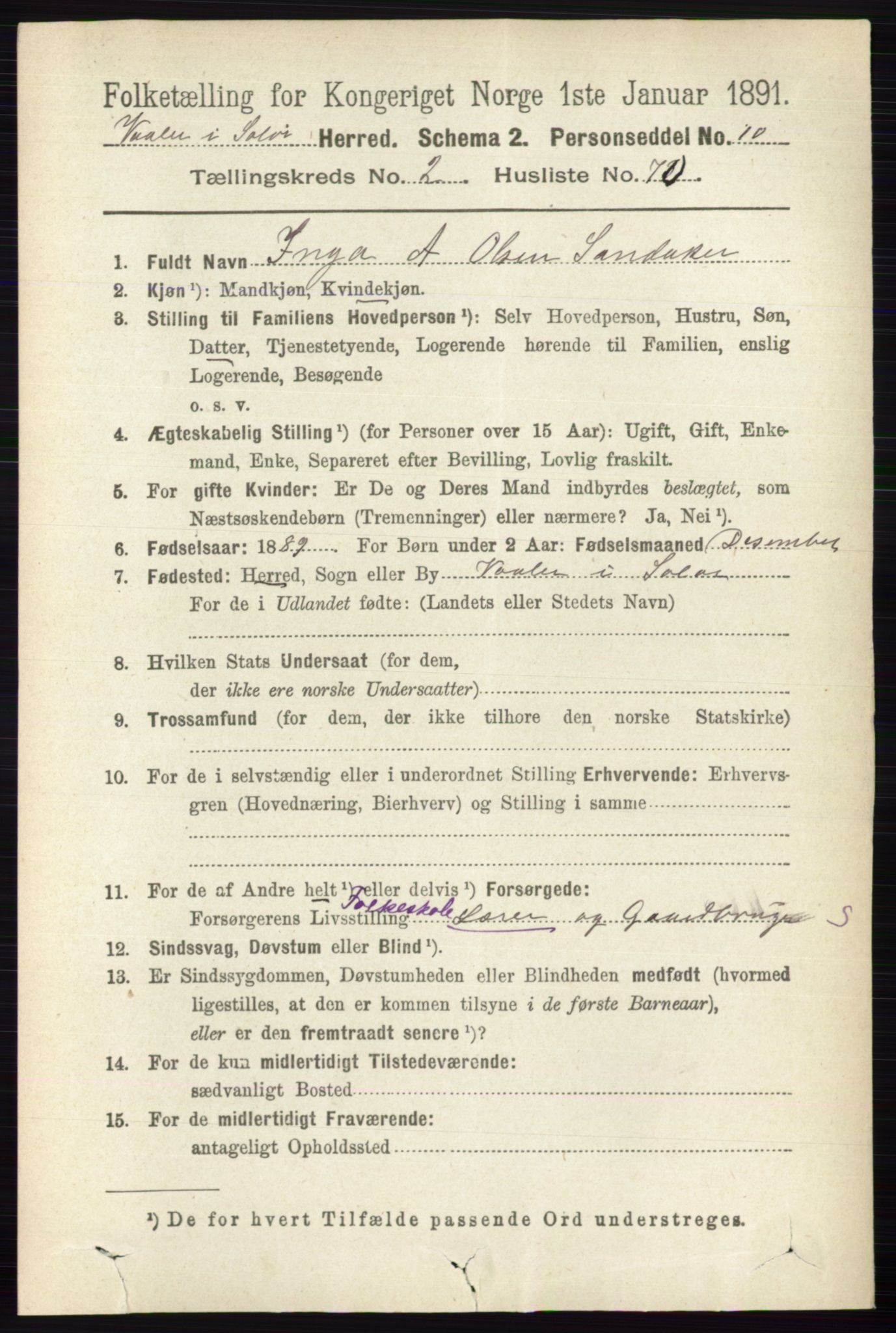 RA, 1891 census for 0426 Våler, 1891, p. 860