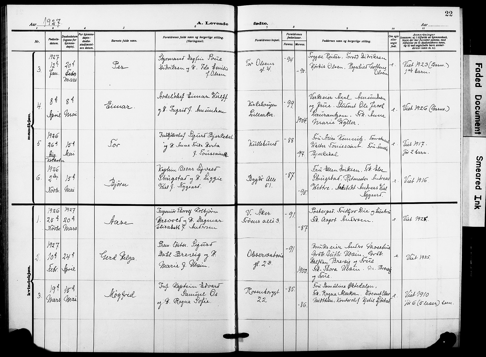 Garnisonsmenigheten Kirkebøker, AV/SAO-A-10846/F/Fa/L0016: Parish register (official) no. 16, 1922-1930, p. 22