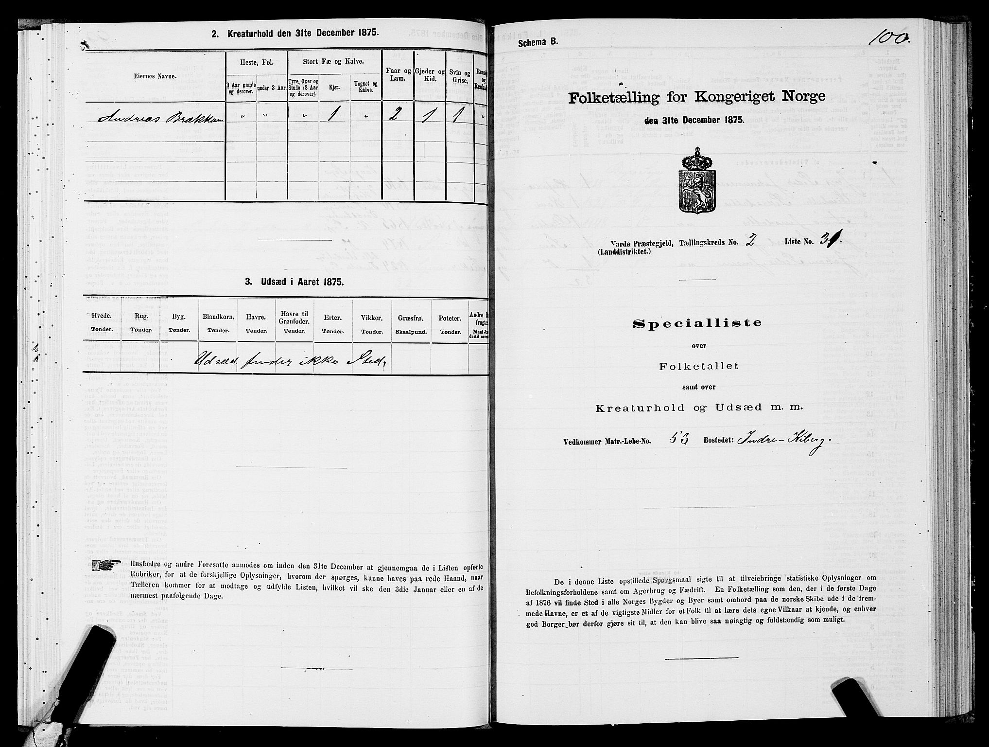 SATØ, 1875 census for 2028L Vardø/Vardø, 1875, p. 1100