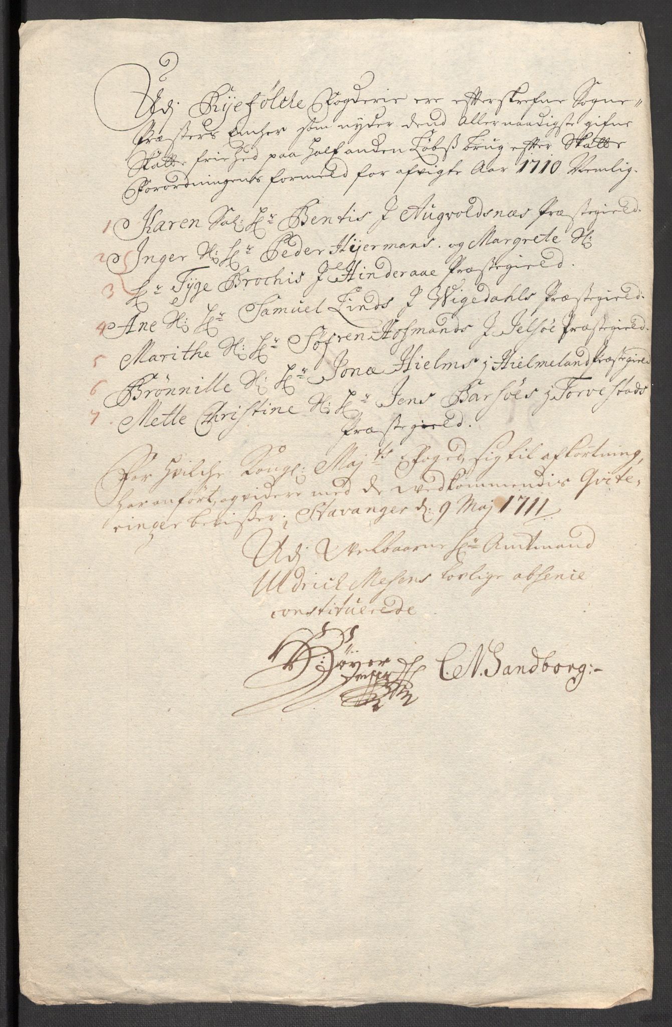 Rentekammeret inntil 1814, Reviderte regnskaper, Fogderegnskap, AV/RA-EA-4092/R47/L2862: Fogderegnskap Ryfylke, 1710, p. 54