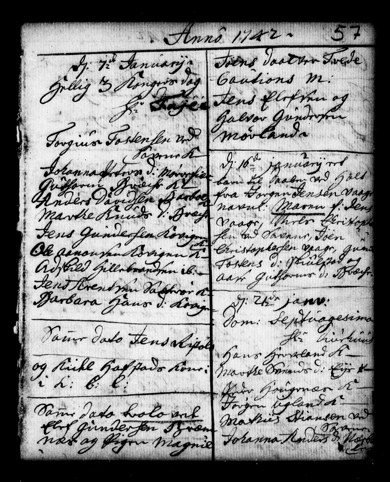 Holt sokneprestkontor, AV/SAK-1111-0021/F/Fa/L0002: Parish register (official) no. A 2, 1739-1753, p. 57