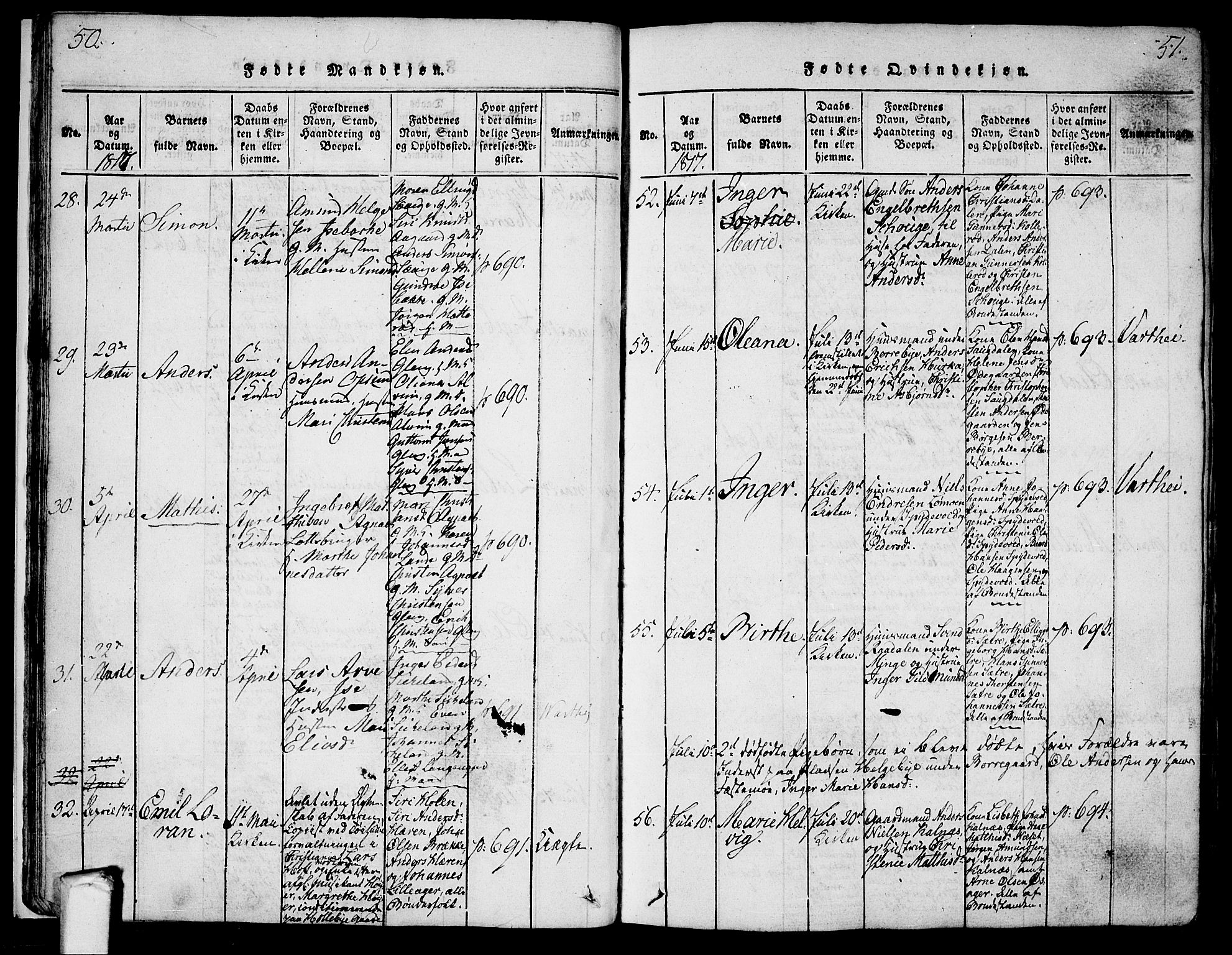 Tune prestekontor Kirkebøker, AV/SAO-A-2007/F/Fa/L0005: Parish register (official) no. 5, 1815-1823, p. 50-51