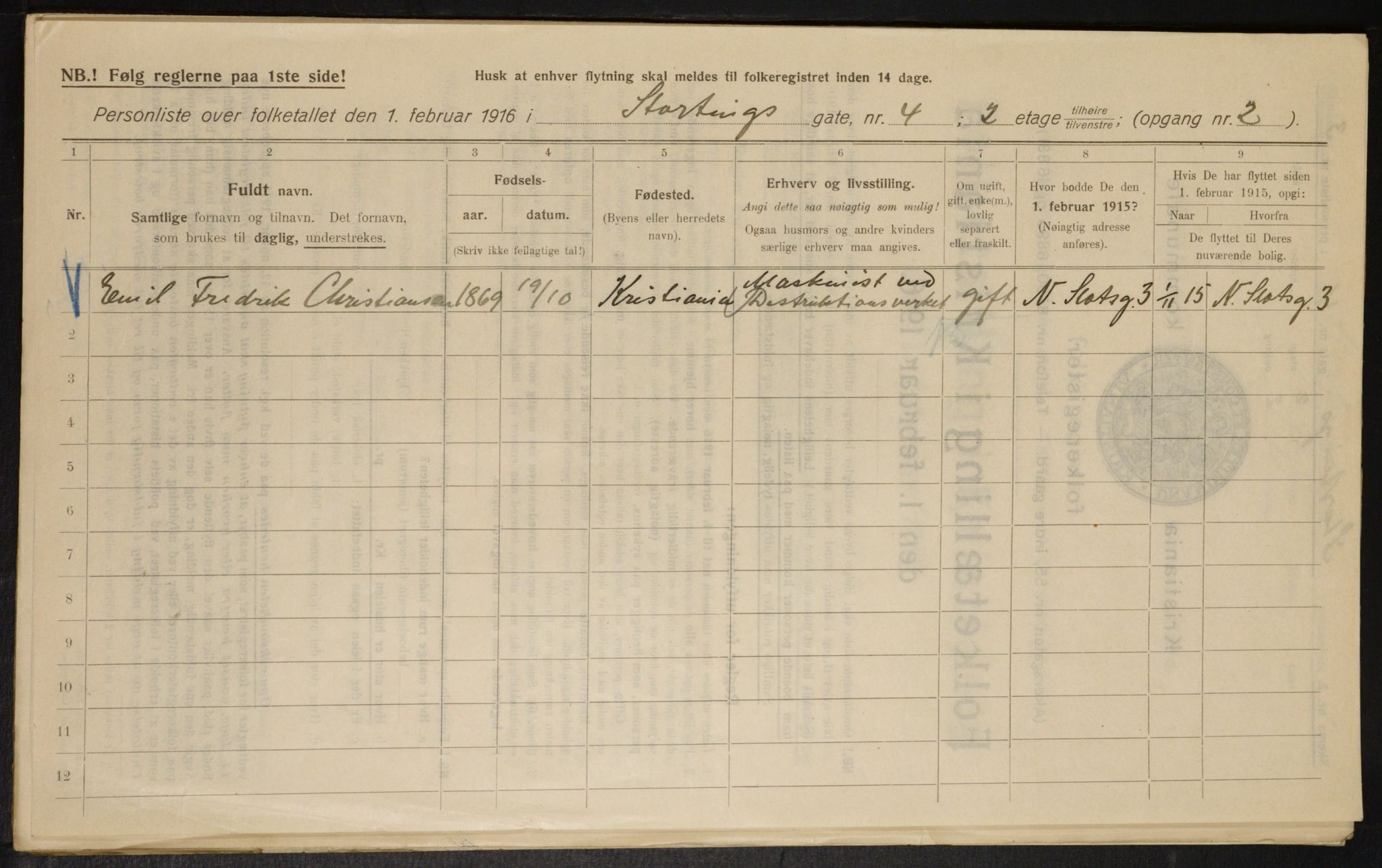 OBA, Municipal Census 1916 for Kristiania, 1916, p. 106287