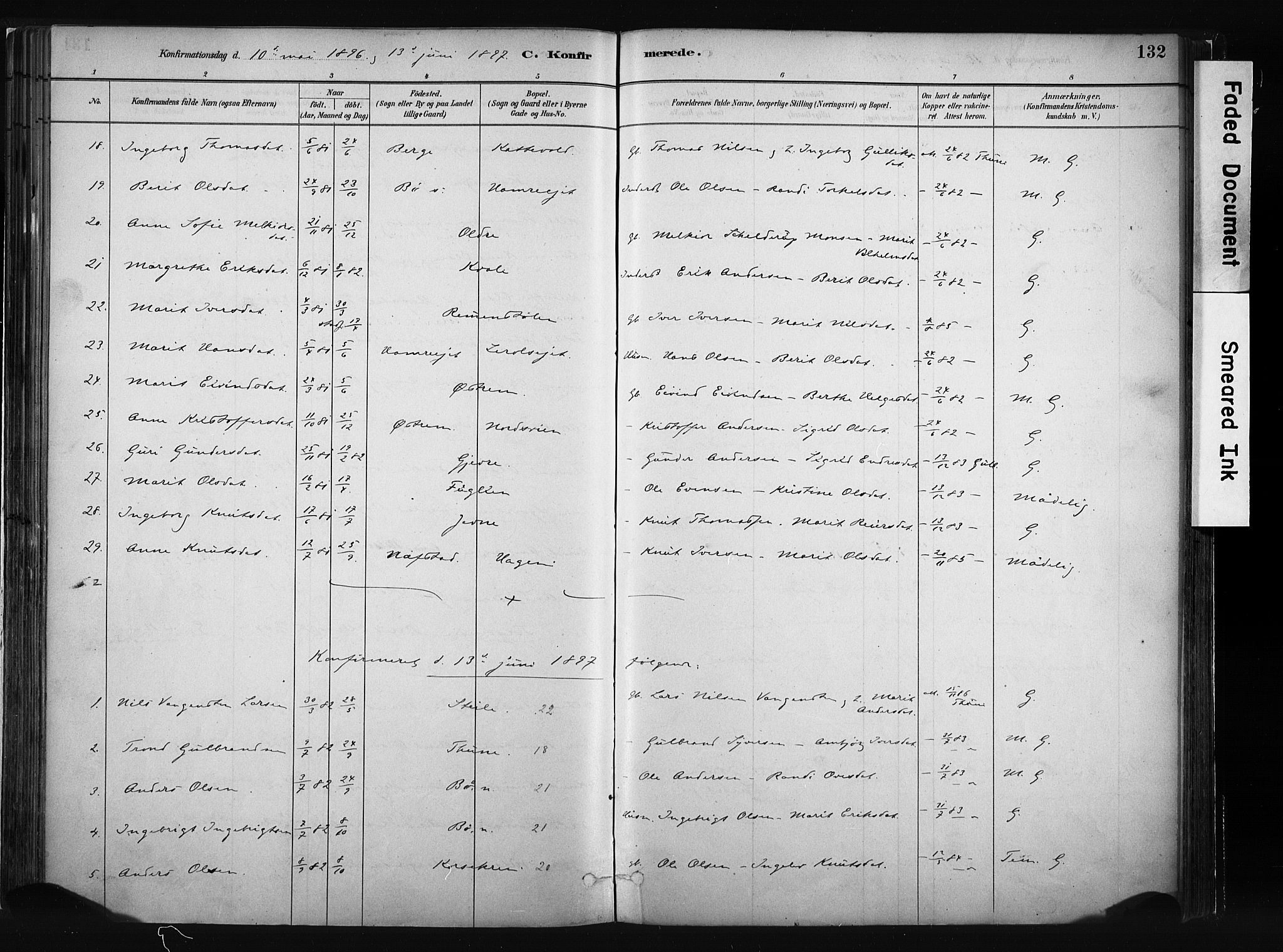 Vang prestekontor, Valdres, SAH/PREST-140/H/Ha/L0008: Parish register (official) no. 8, 1882-1910, p. 132