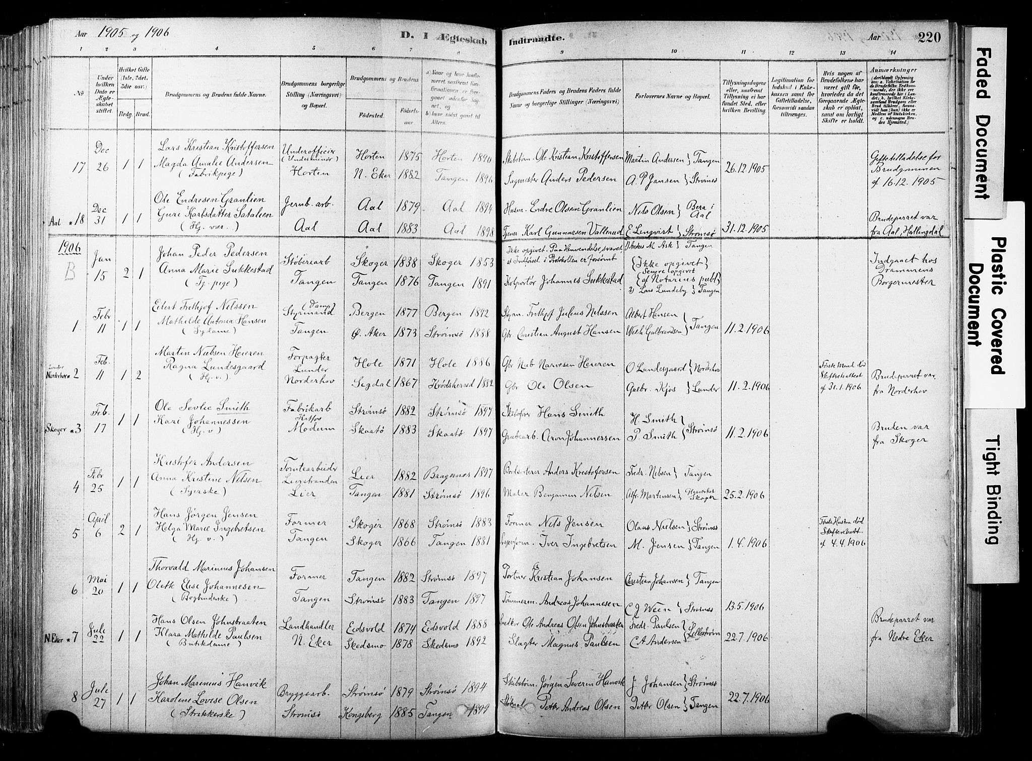 Strømsø kirkebøker, SAKO/A-246/F/Fb/L0006: Parish register (official) no. II 6, 1879-1910, p. 220